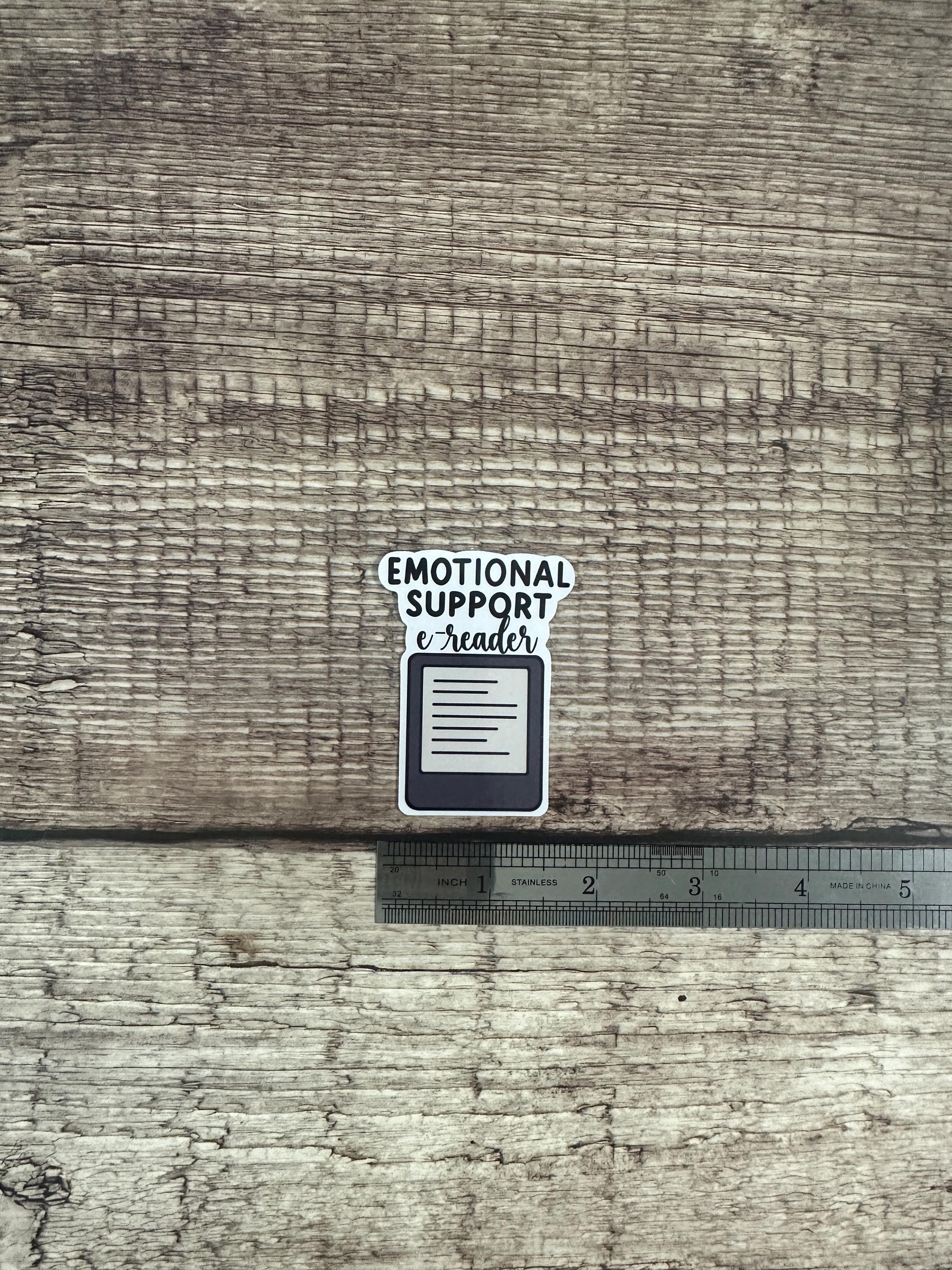 Book Lover Gift - "Emotional Support e-Reader" Waterproof Sticker - Vinyl Decal for Laptops & Water Bottles