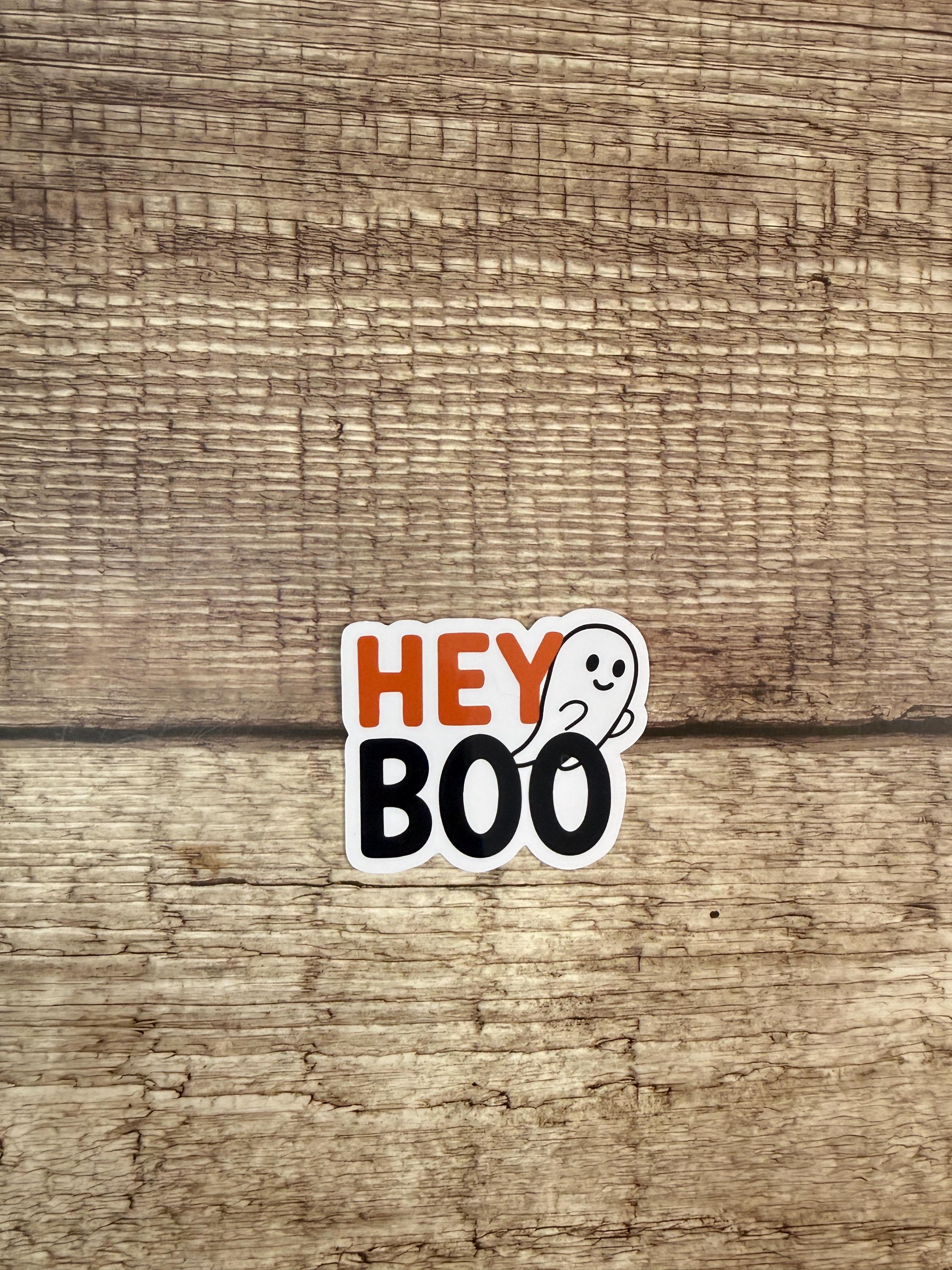 Cute Halloween Ghost Waterproof Sticker – Hey Boo Vinyl Decal Gift