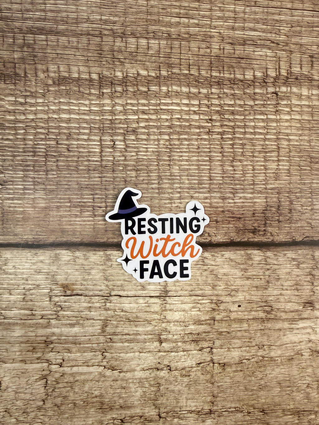 Funny Halloween Waterproof Sticker – Resting Witch Face Vinyl Decal Gift
