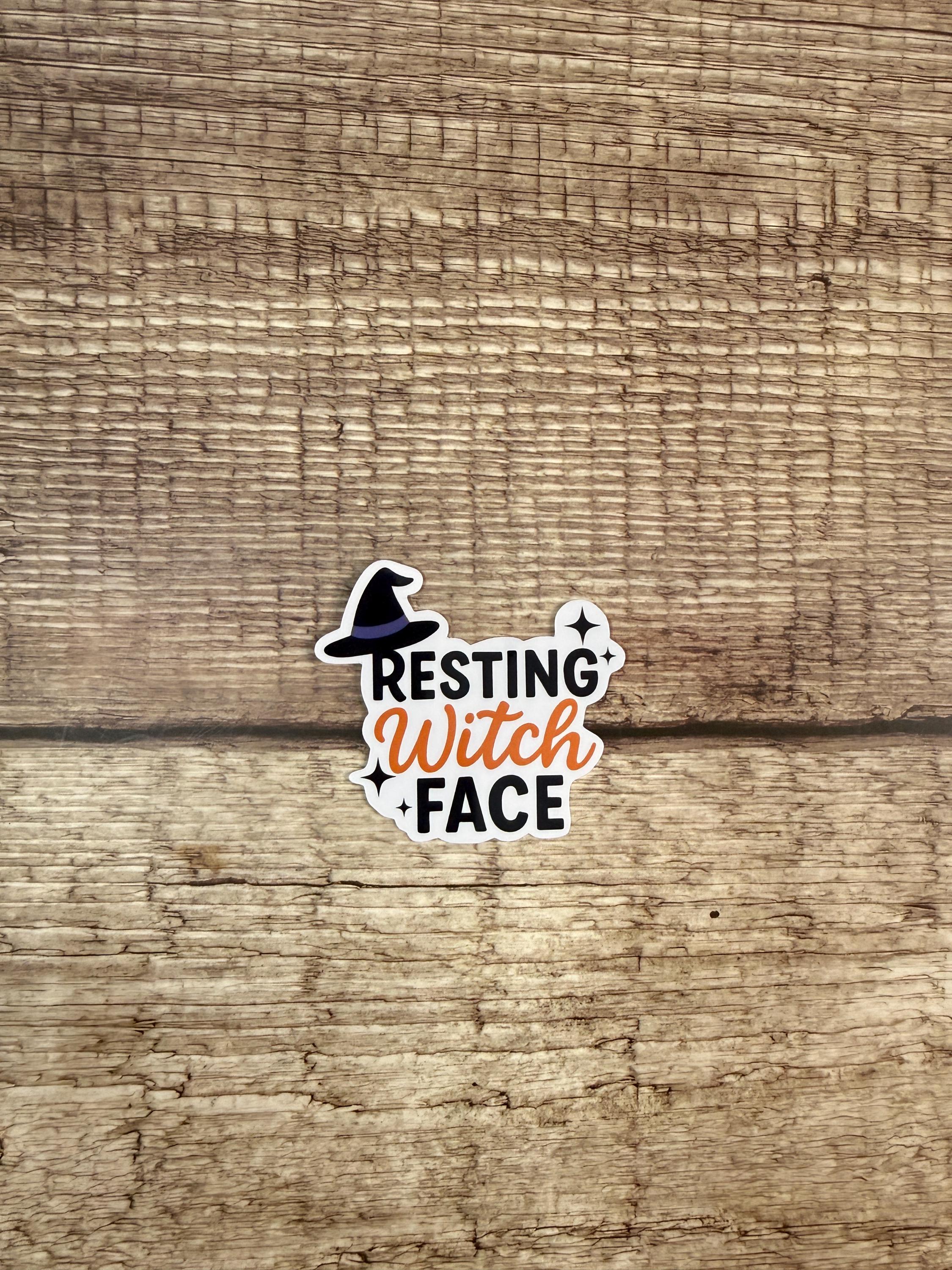 Funny Halloween Waterproof Sticker – Resting Witch Face Vinyl Decal Gift