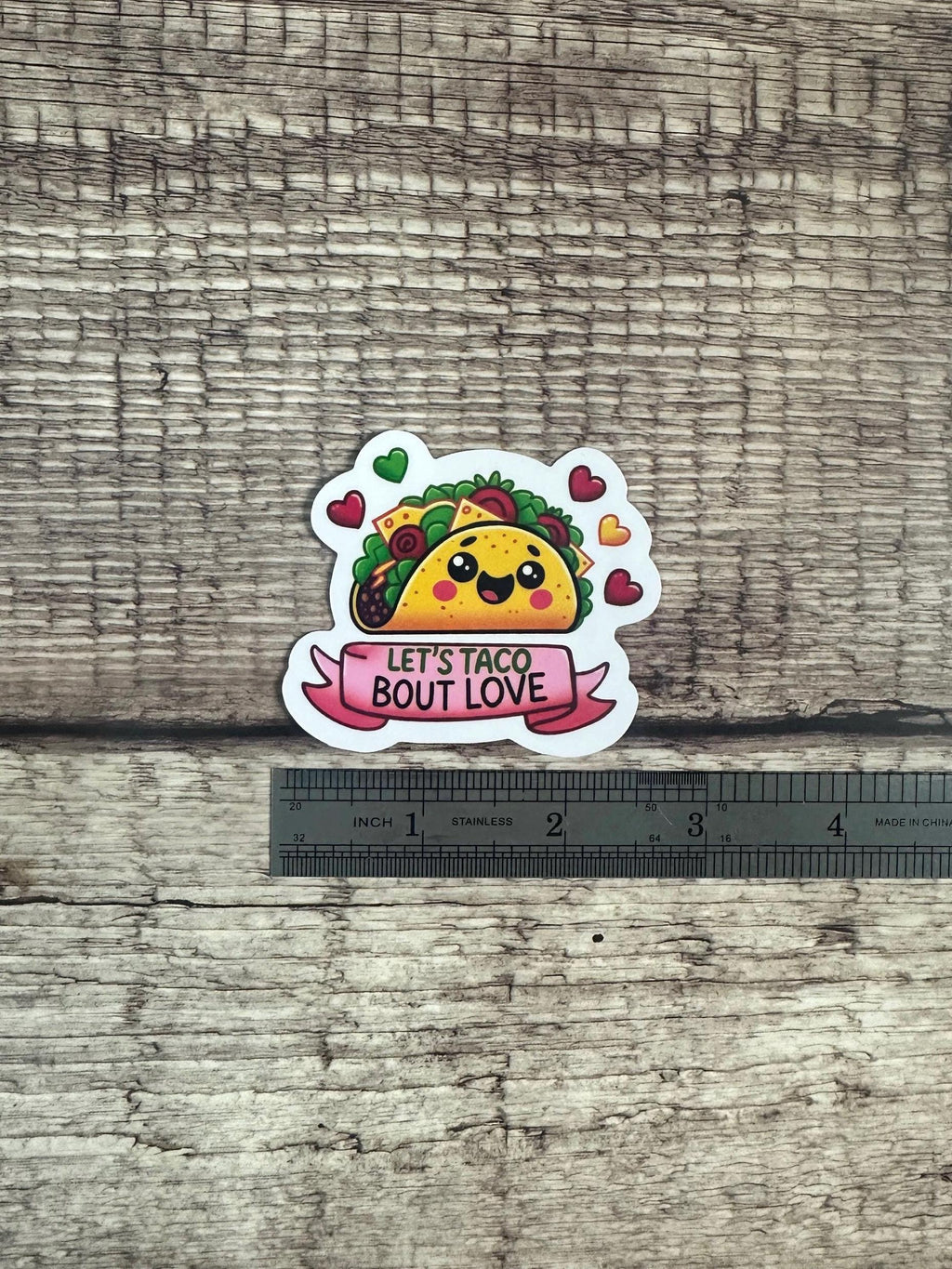 Taco Lover Waterproof Sticker "Let’s Taco Bout Love" Vinyl Decal or Magnet Funny Food Gift for Laptops & Water Bottles