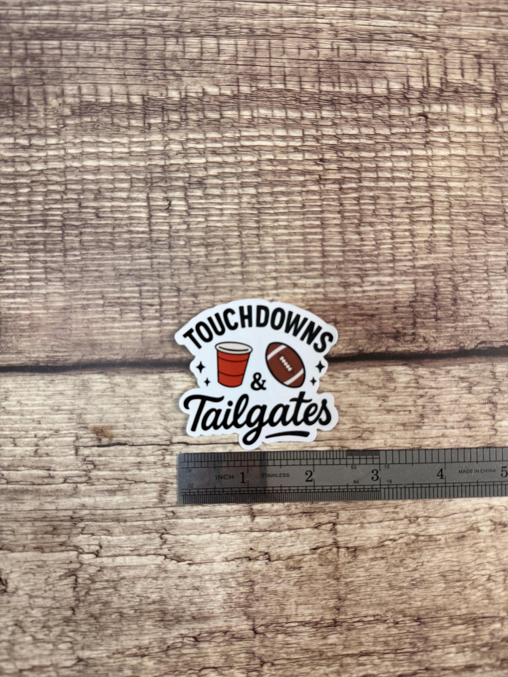 Touchdowns & Tailgates Football Sticker: Waterproof Vinyl Decal