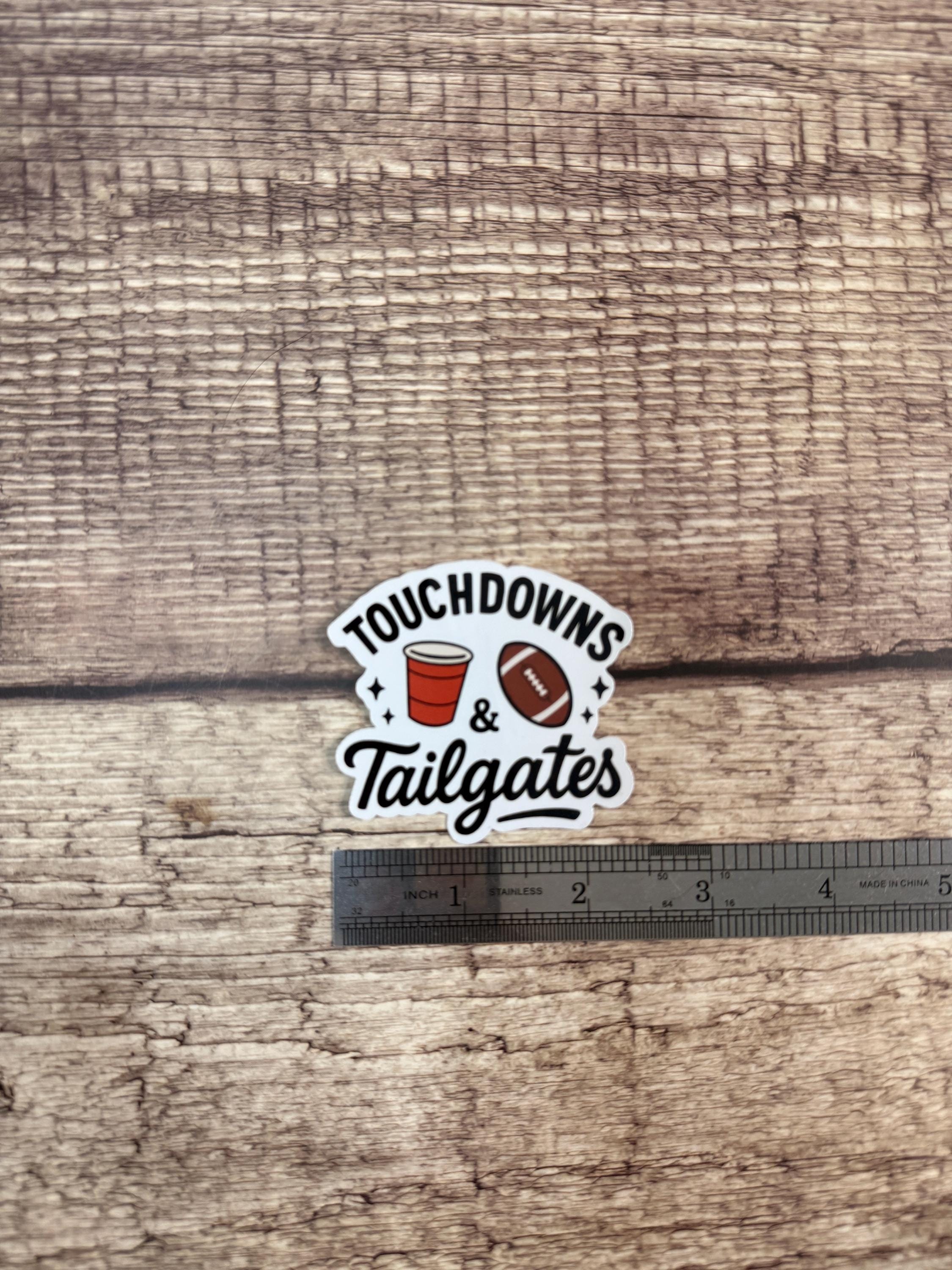 Touchdowns & Tailgates Football Sticker: Waterproof Vinyl Decal