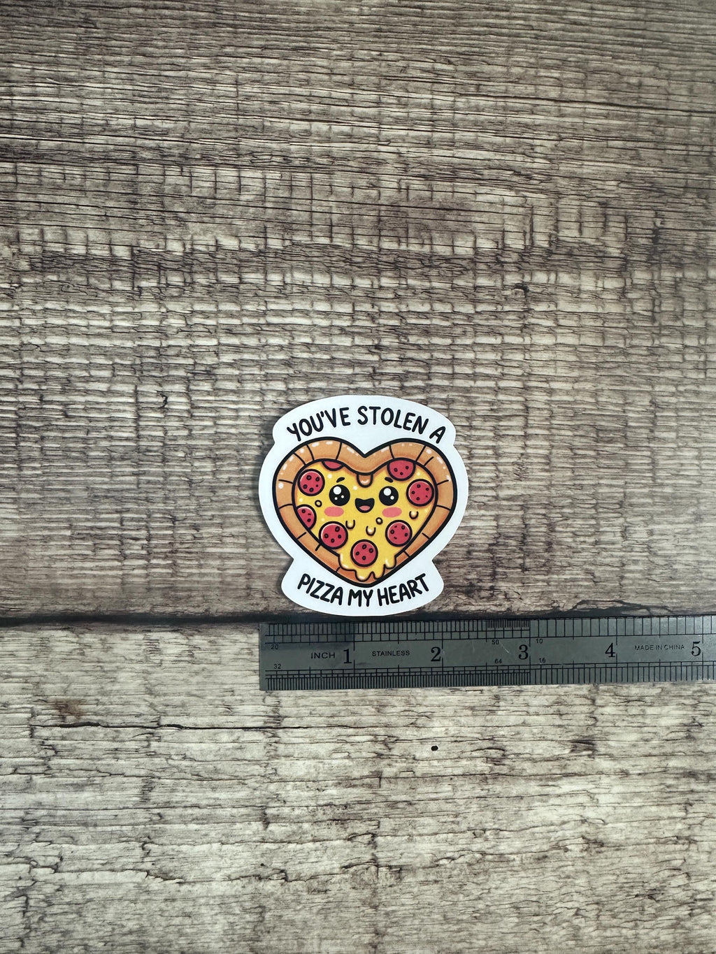Funny Food Lover Waterproof Sticker "You’ve Stolen a Pizza My Heart" – Cute Food Pun Gift - Sticker for Laptops & Water Bottles