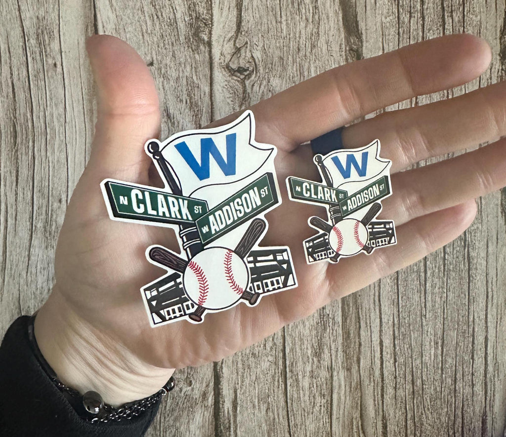 Wrigley Field Inspired Waterproof Sticker: Chicago Baseball Clark & Addison Vinyl Decal