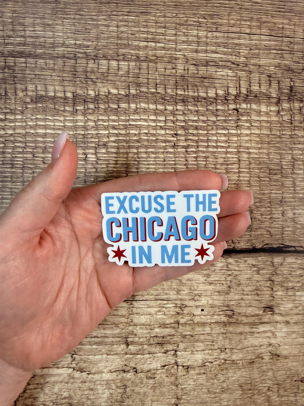 Funny Waterproof Midwest Sticker "Excuse the Chicago in Me" | Chicago Gift | Windy City Vinyl Decal
