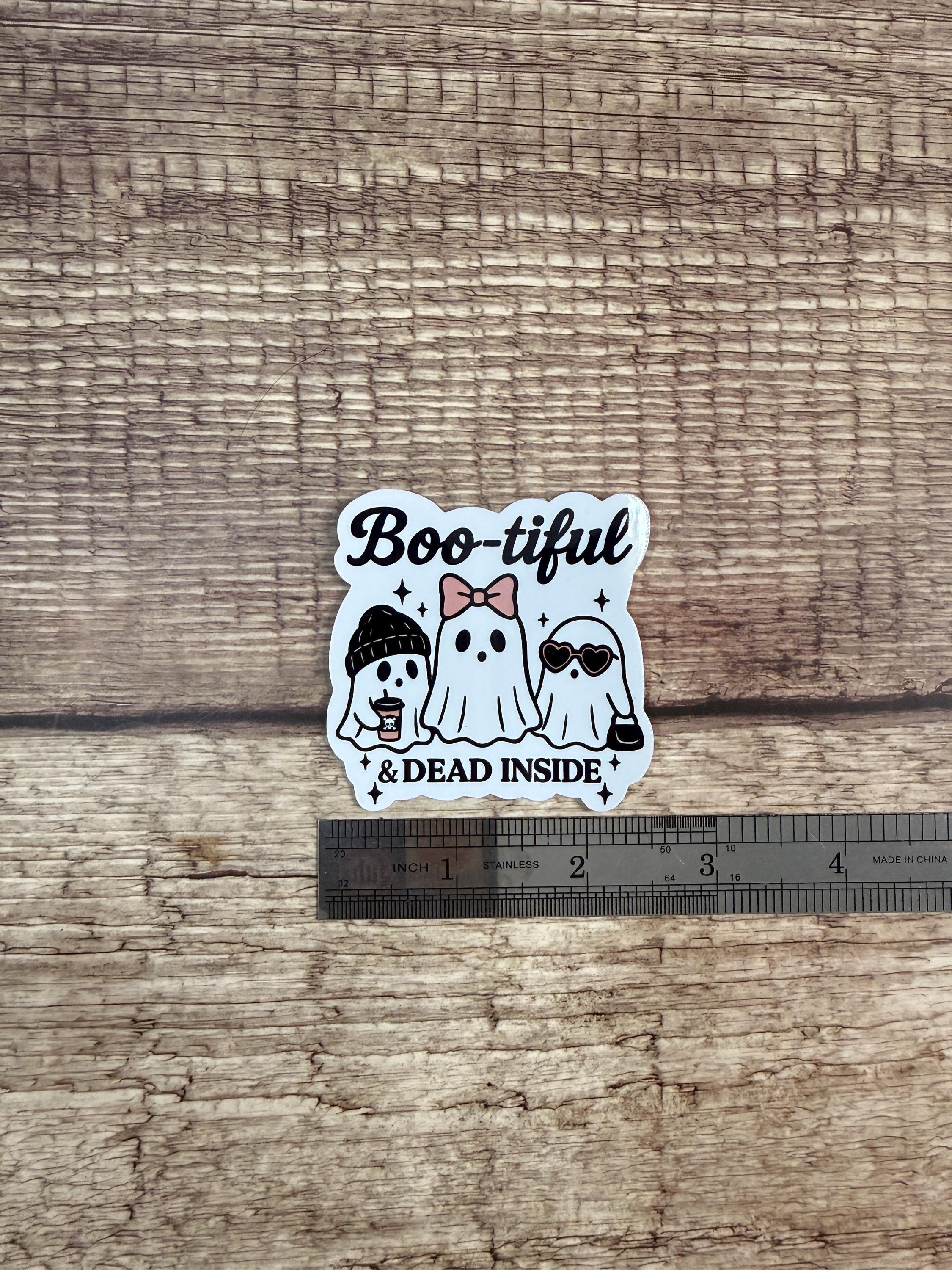 Funny Halloween Sticker - Boo-tiful & Dead Inside Ghosts – Waterproof Vinyl Decal for Water Bottles or Laptops