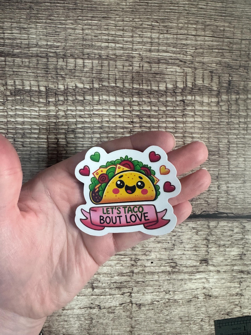 Taco Lover Waterproof Sticker "Let’s Taco Bout Love" Vinyl Decal or Magnet Funny Food Gift for Laptops & Water Bottles