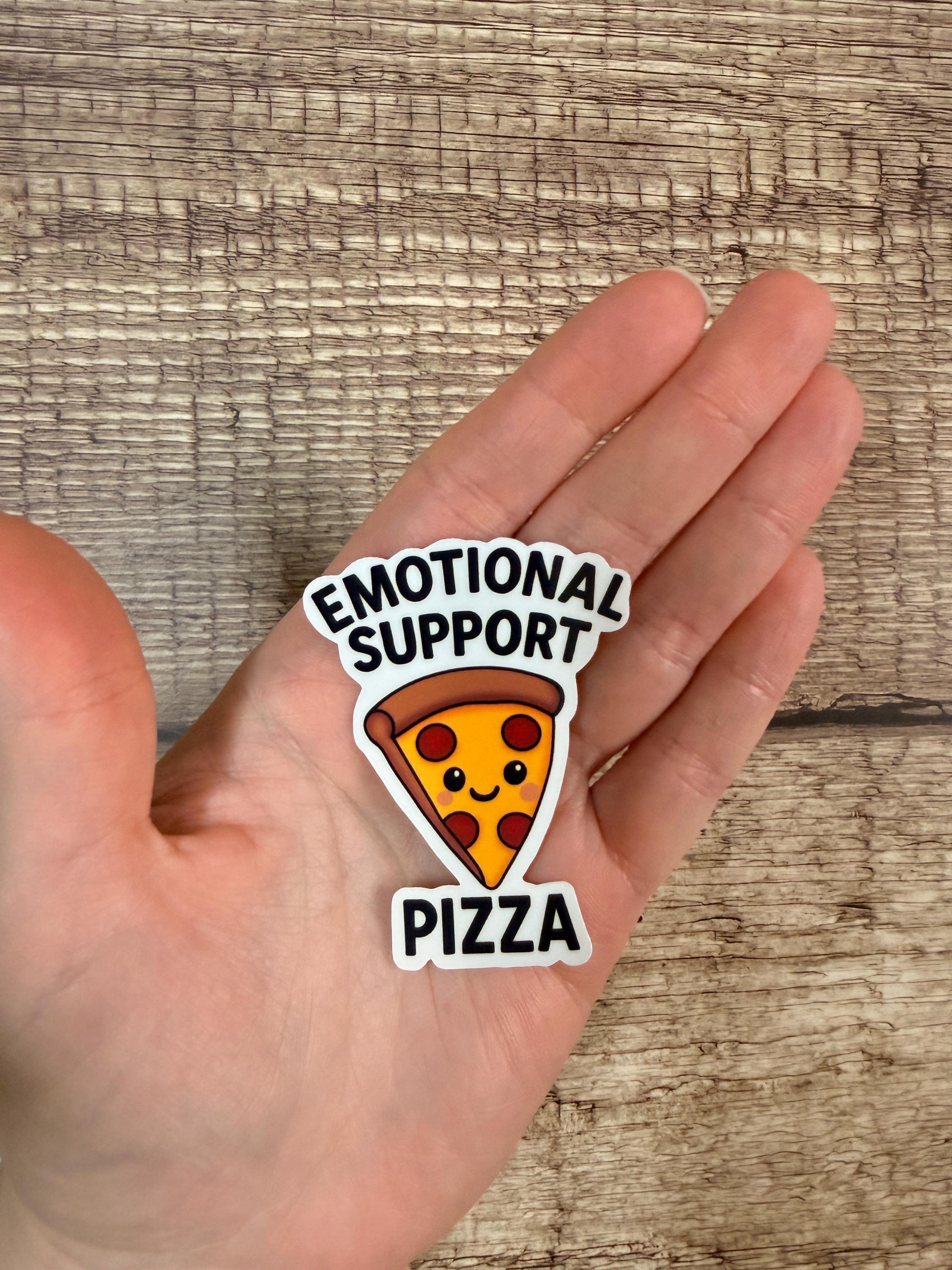 Funny Food Pun Waterproof Sticker: Emotional Support Pizza Vinyl Decal Gift