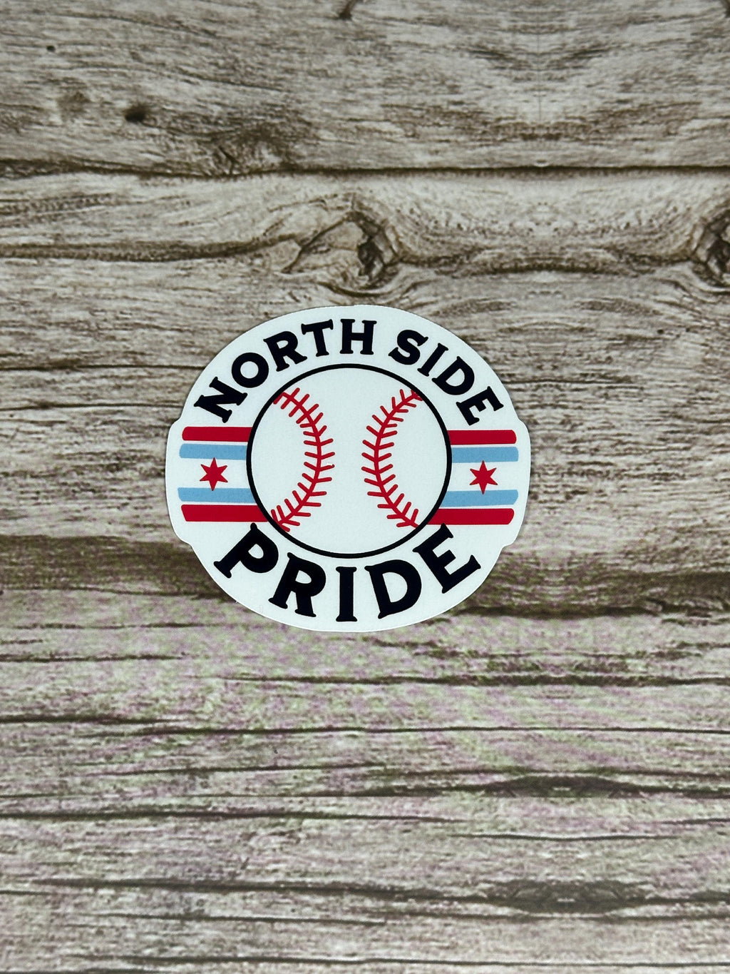 Chicago Baseball Waterproof Sticker: North Side Pride Baseball, Chicago Flag