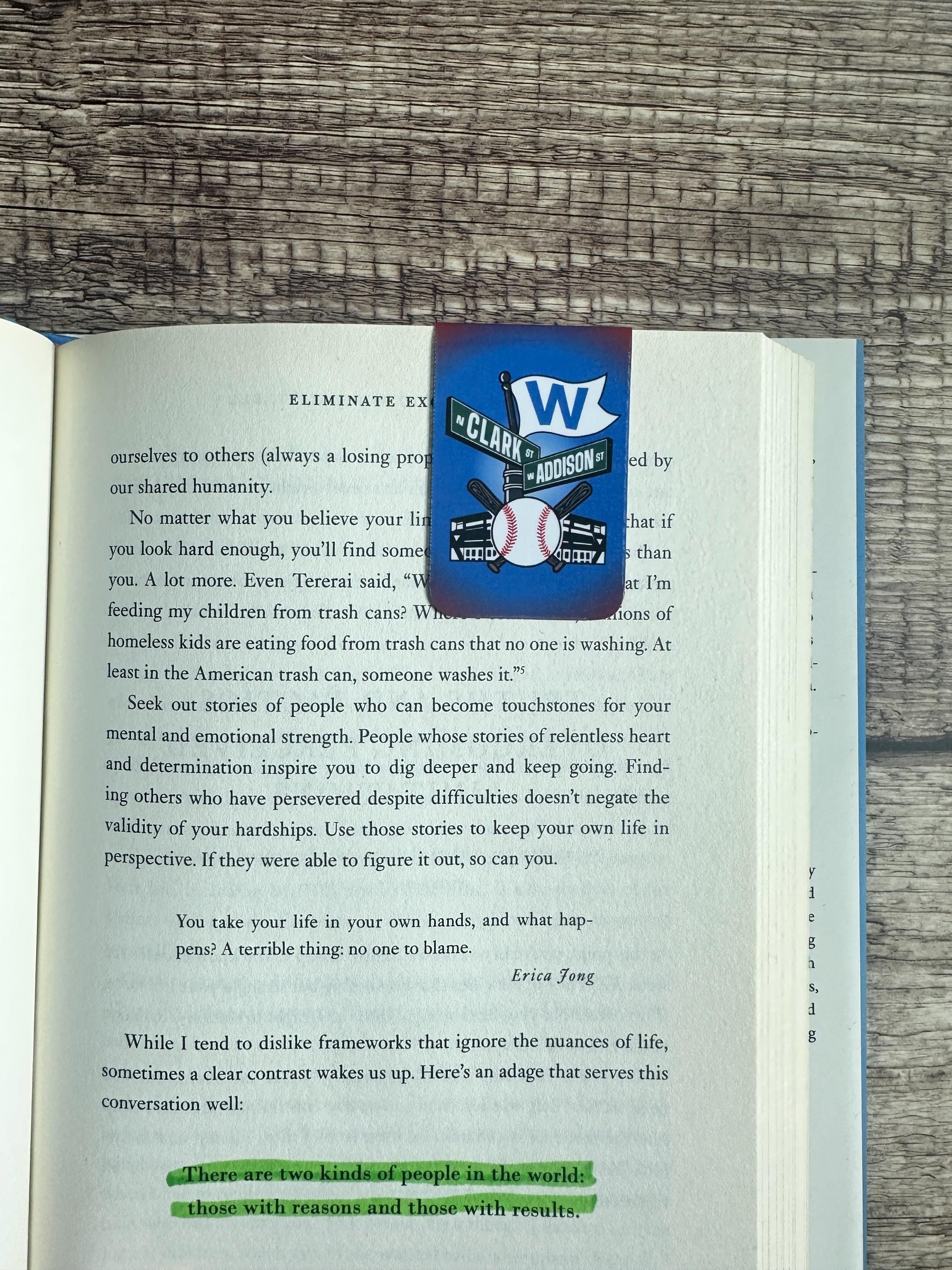 Cubs Inspired Magnetic Bookmark – Addison & Clark Wrigley Field Inspired Design – Page Marker Gift for Fans