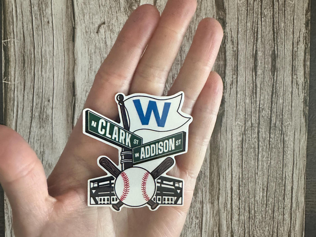 Wrigley Field Inspired Waterproof Sticker: Chicago Baseball Clark & Addison Vinyl Decal