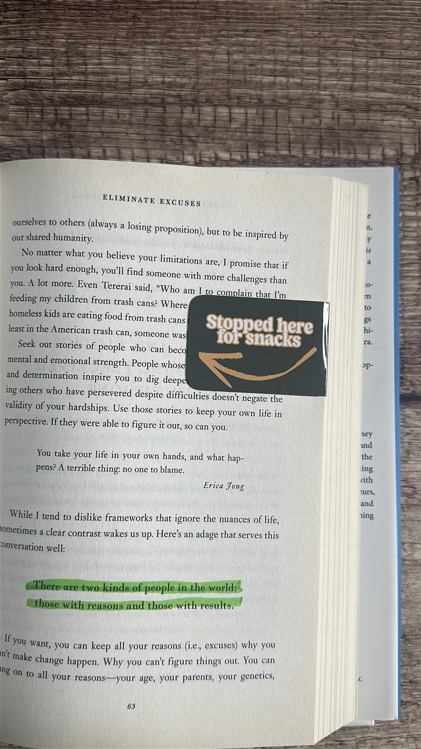 Funny Magnetic Bookmark: "Stopped Here for Snacks" Page Marker