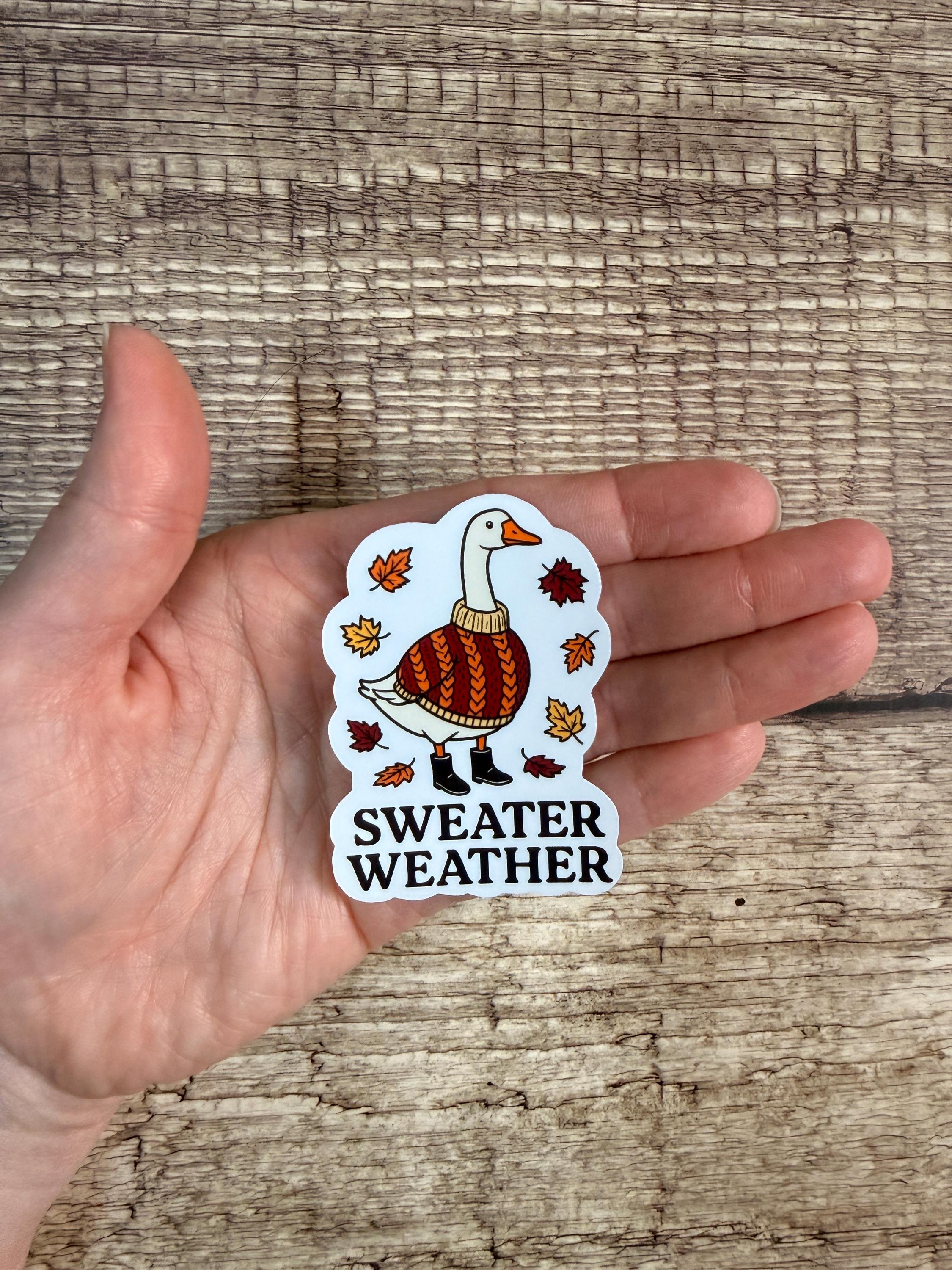 Cute Fall Waterproof Sticker: Sweater Weather Goose Vinyl Decal
