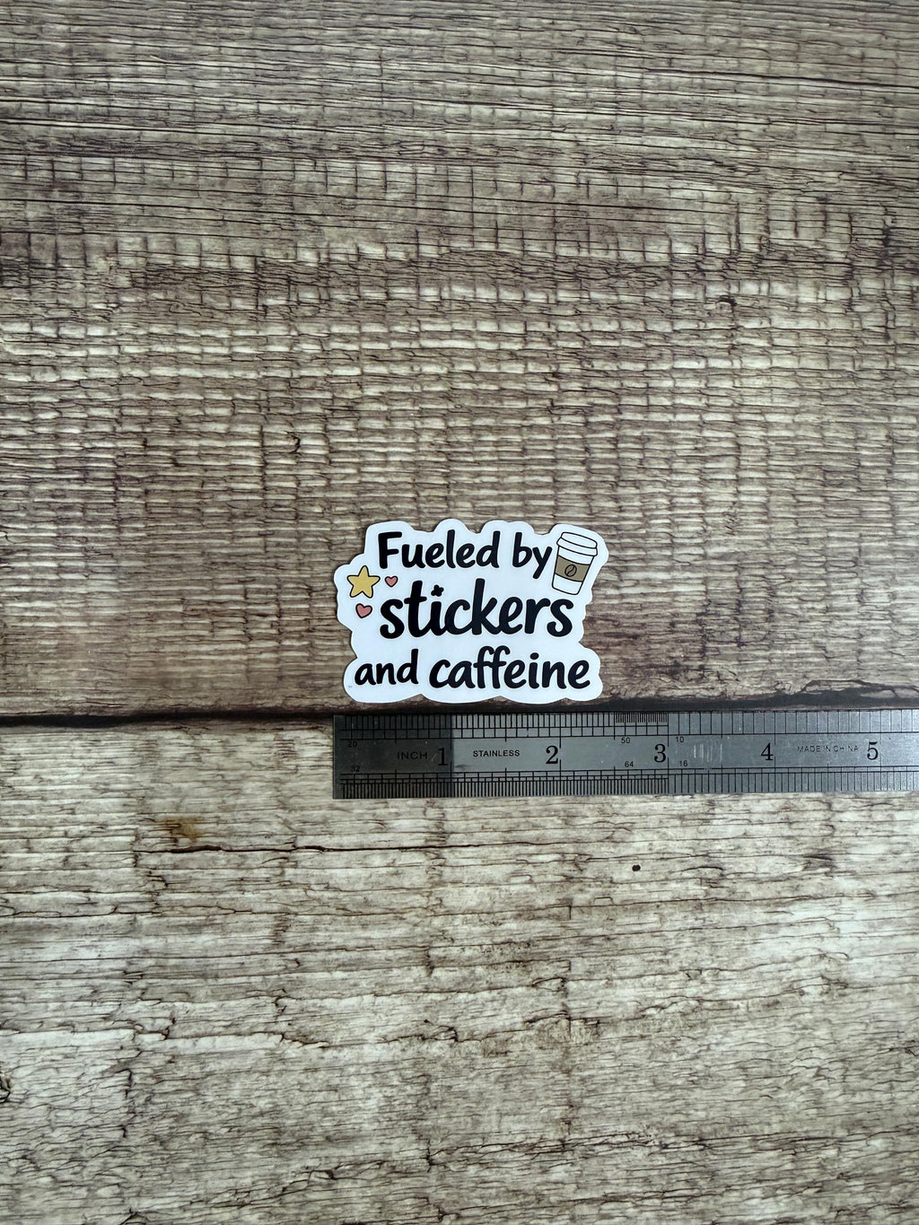 Funny Coffee Waterproof Sticker "Fueled by Stickers and Caffeine" Vinyl Decal Gift
