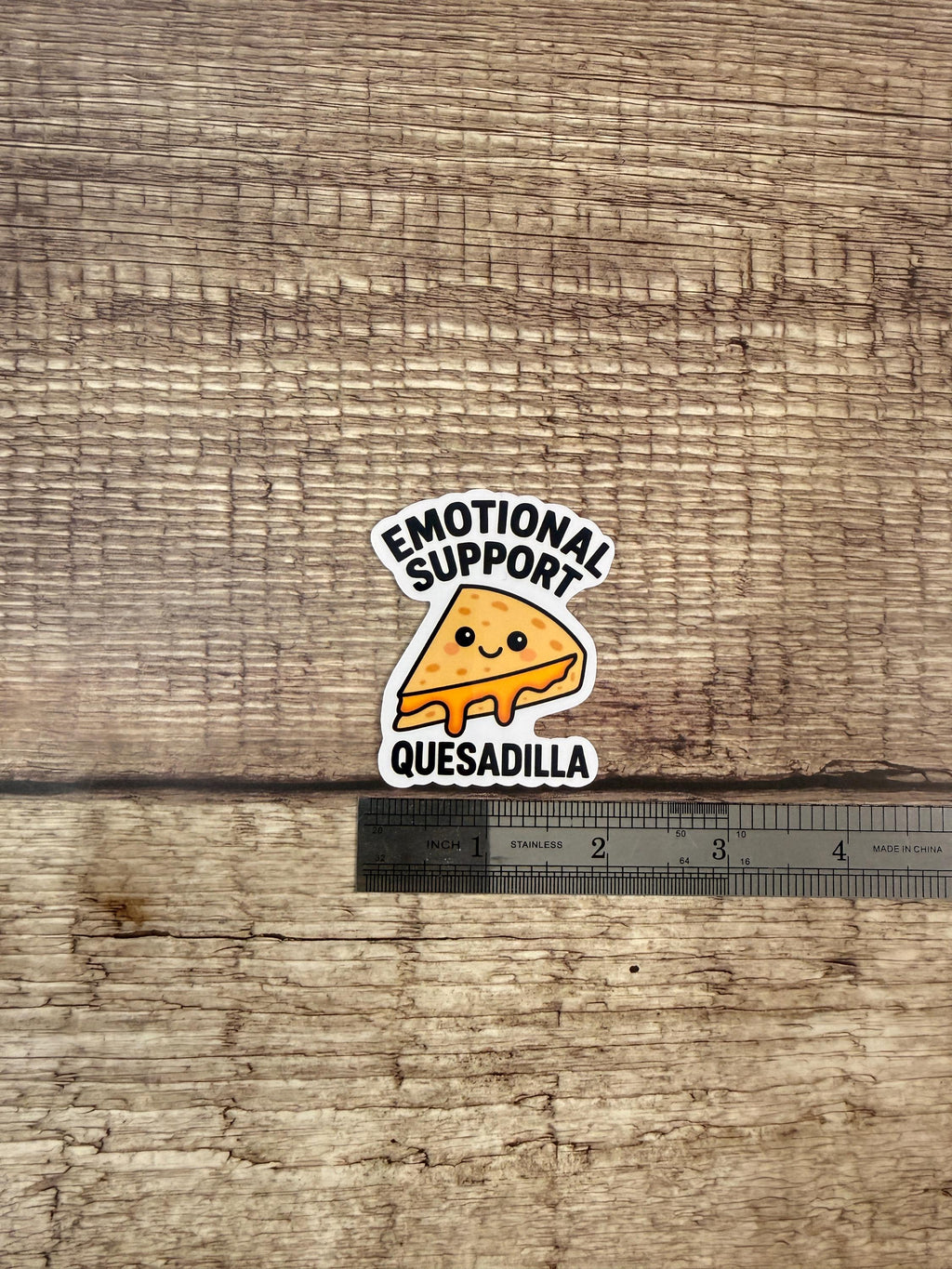 Emotional Support Quesadilla Waterproof Sticker | Mexican Food Lover Pun Vinyl Decal Gift