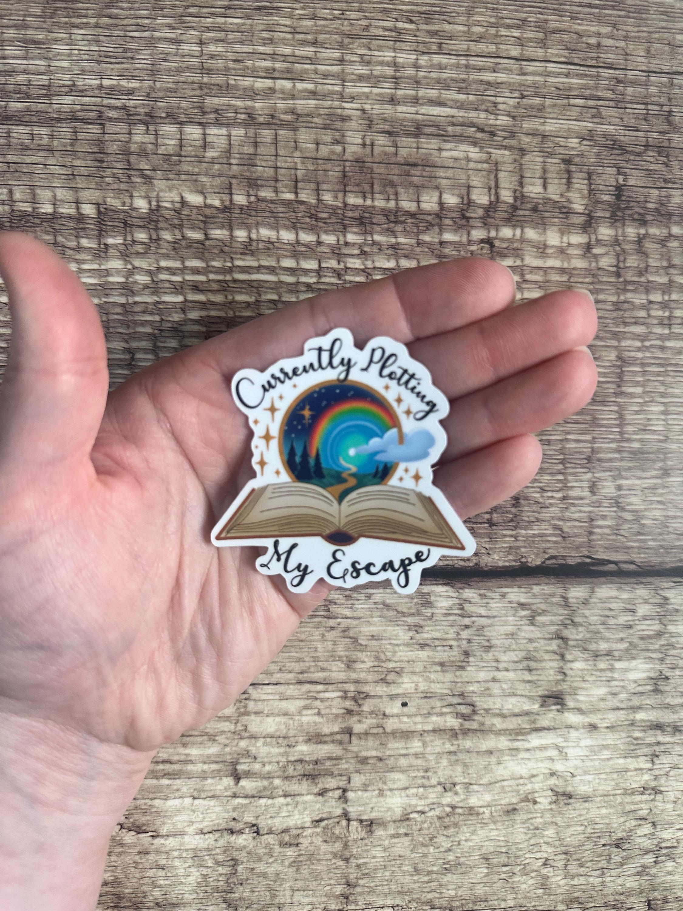 Funny Bookish Waterproof Sticker "Currently Plotting My Escape" Vinyl Decal Reader Gift