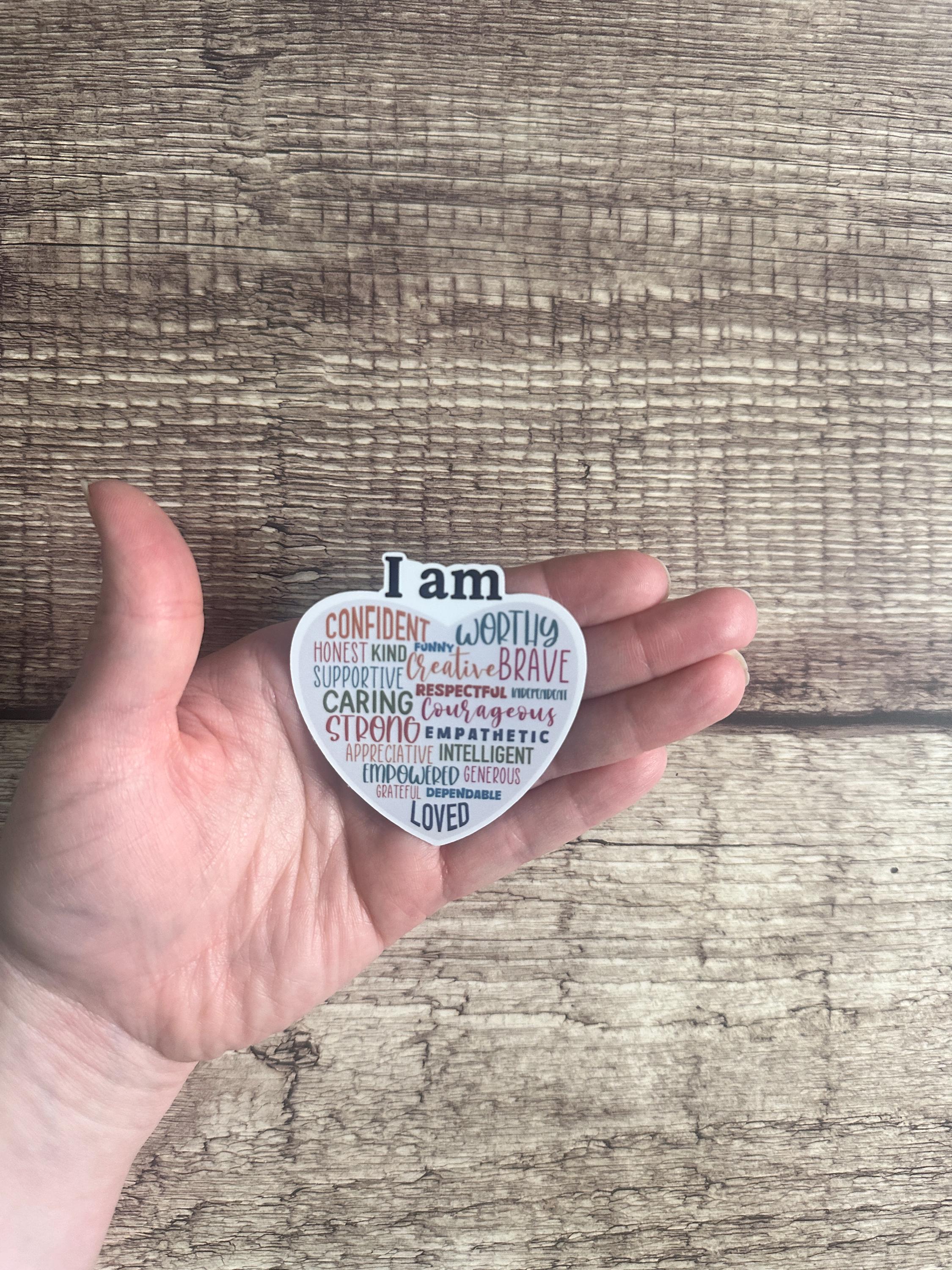 Heart Affirmation Sticker: Self-Love Vinyl Decal for Laptops, Water Bottles