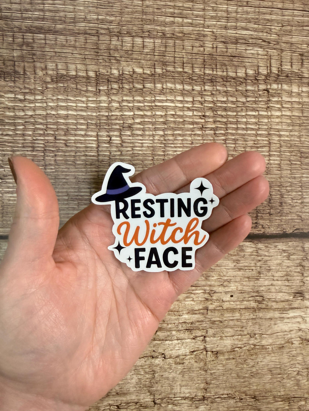 Funny Halloween Waterproof Sticker – Resting Witch Face Vinyl Decal Gift