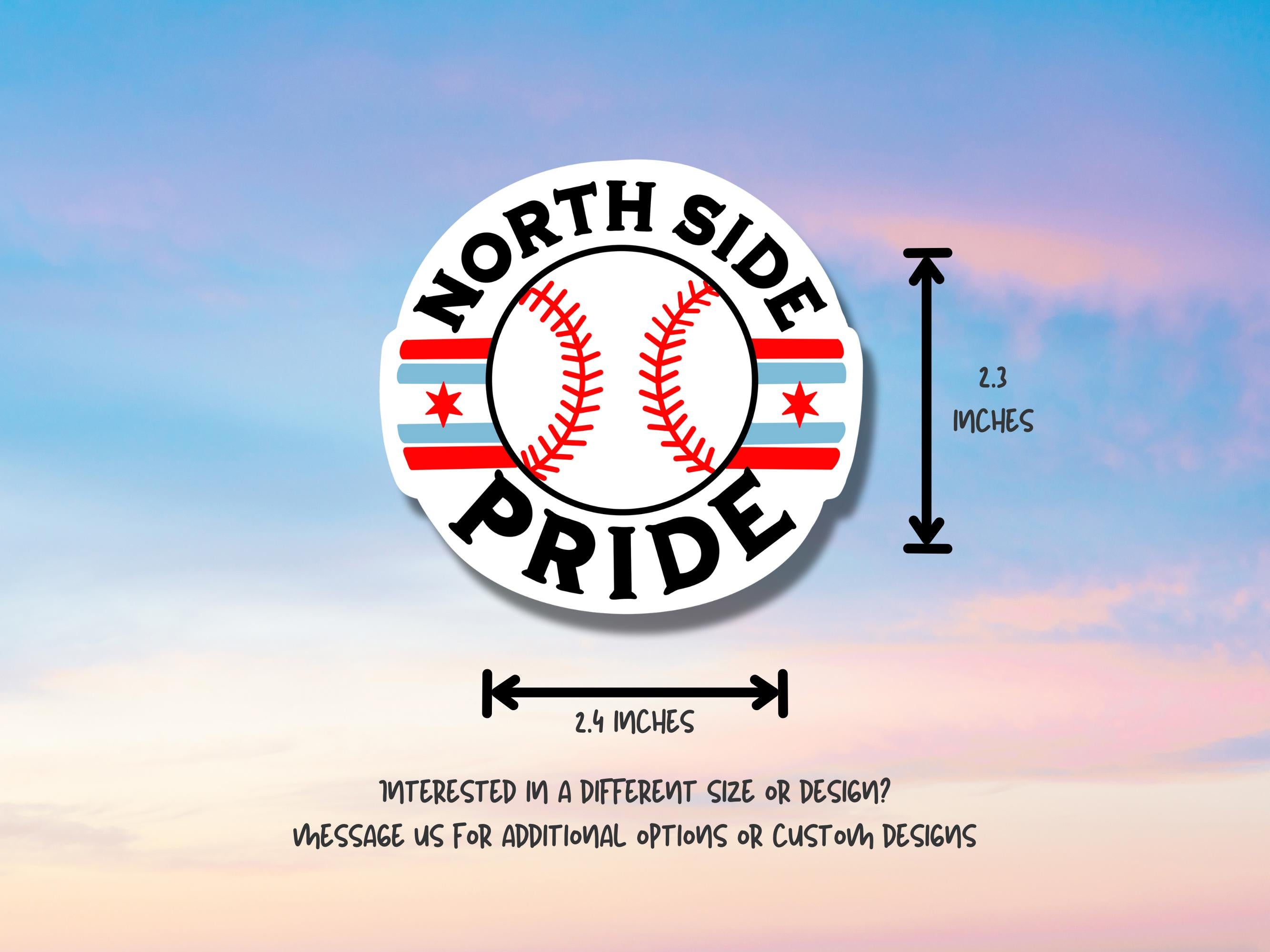 Chicago Baseball Waterproof Sticker: North Side Pride Baseball, Chicago Flag