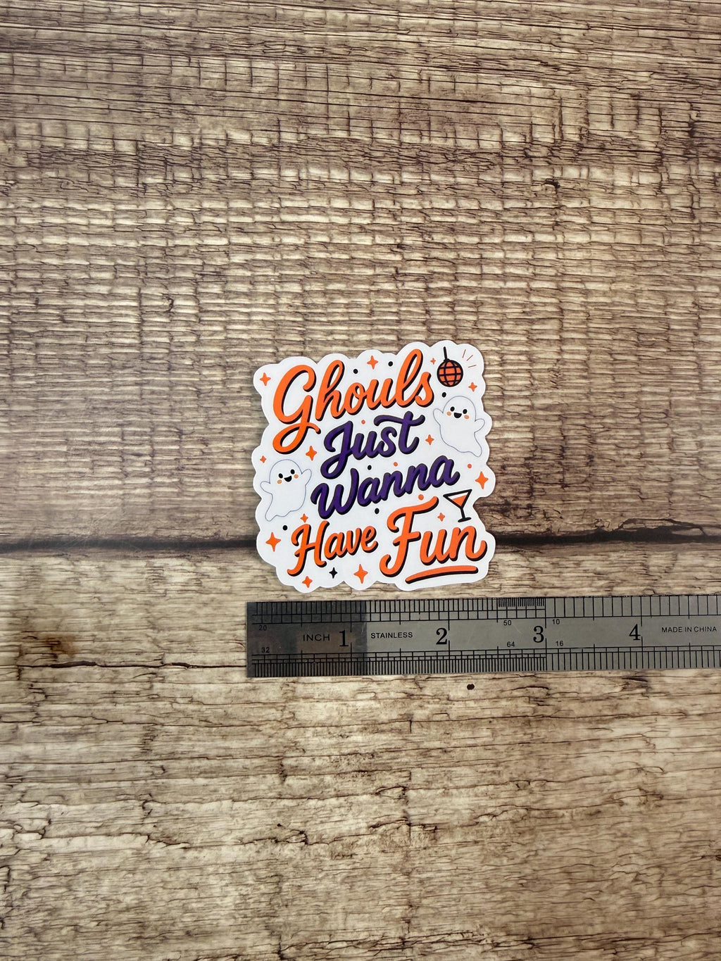 Cute Halloween Waterproof Sticker – "Ghouls Just Wanna Have Fun" Funny Halloween Ghost Viny Decal, Spooky Season Gift