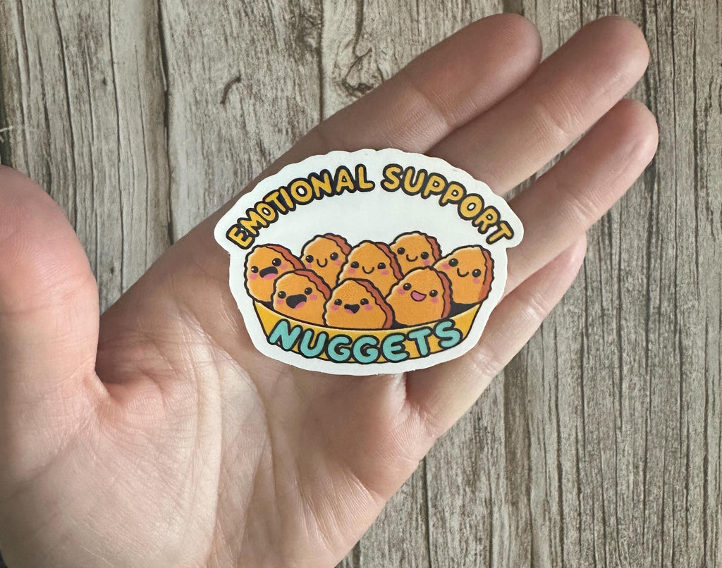 Funny Mental Health Waterproof Sticker "Emotional Support Nuggets" Funny Foodie Vinyl Decal Gift