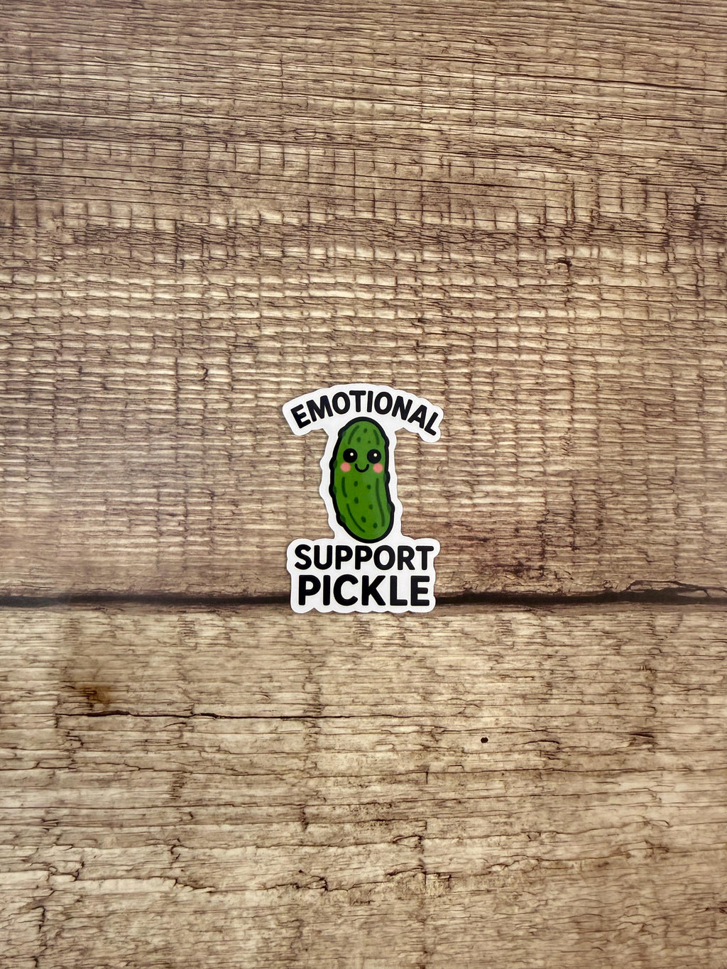 Emotional Support Pickle Sticker | Funny Food Pun Decal | Vinyl Waterproof Sticker Gift