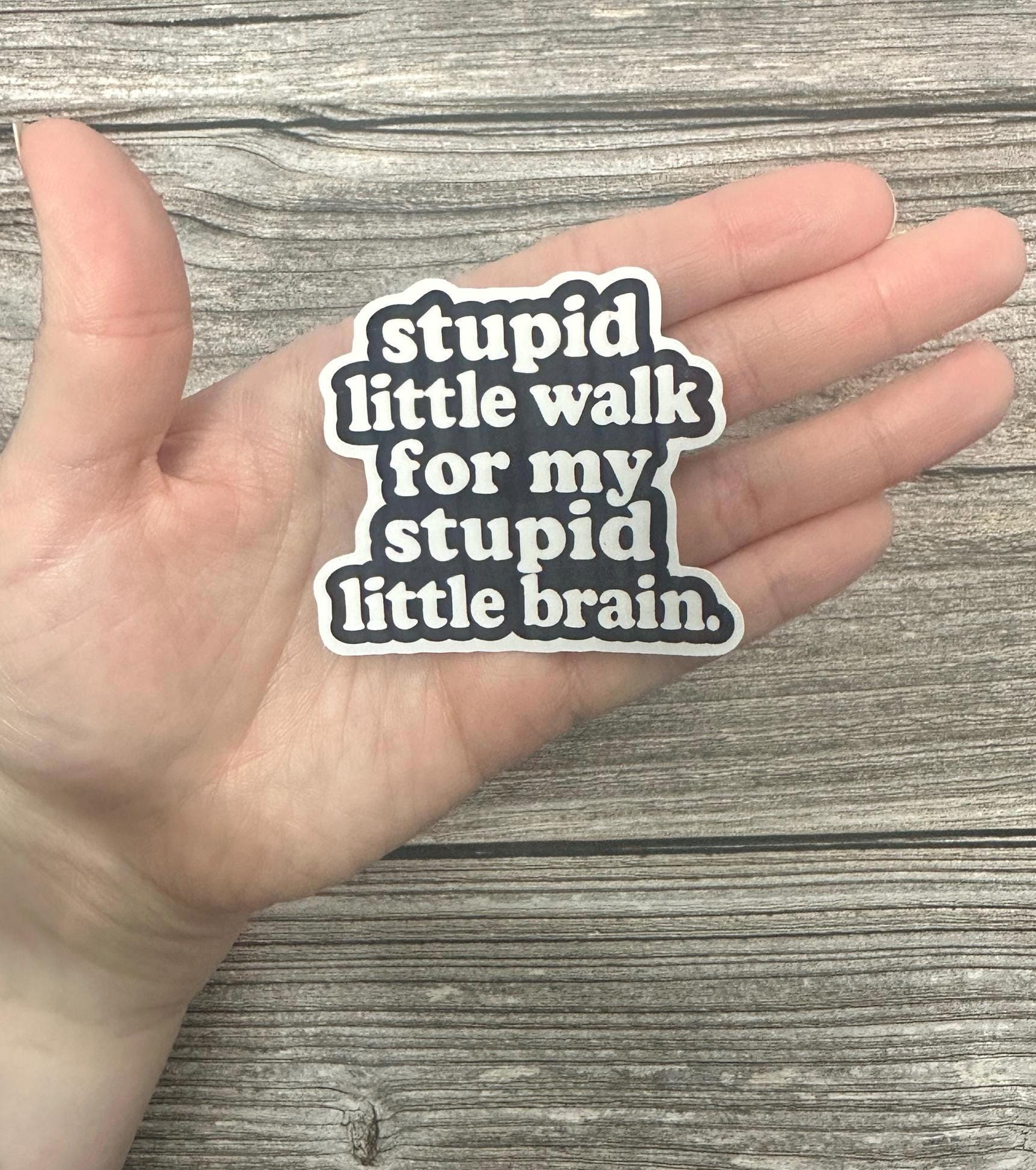 Funny Mental Health Waterproof Sticker "Stupid Little Walk for My Stupid Little Brain" Vinyl Decal