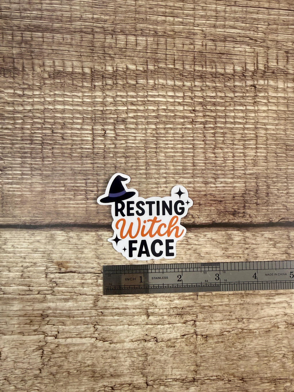 Funny Halloween Waterproof Sticker – Resting Witch Face Vinyl Decal Gift