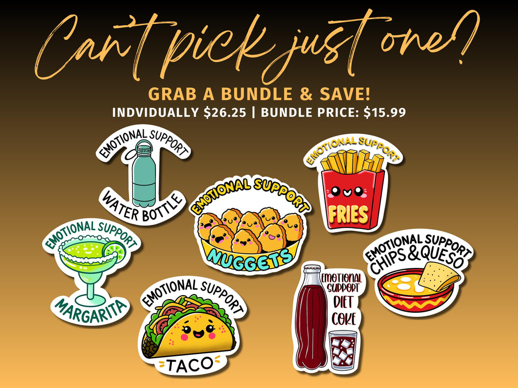 Funny Mental Health Waterproof Sticker "Emotional Support Nuggets" Funny Foodie Vinyl Decal Gift