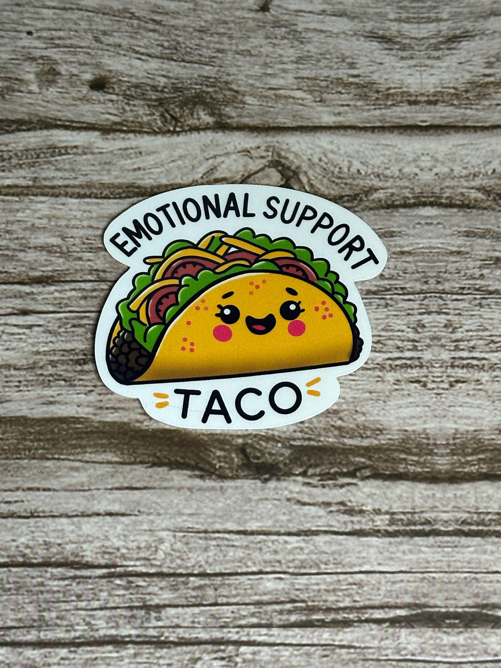 Emotional Support Taco Waterproof Sticker - Funny Food Lover Gift - Vinyl Decal for Laptops & Water Bottles