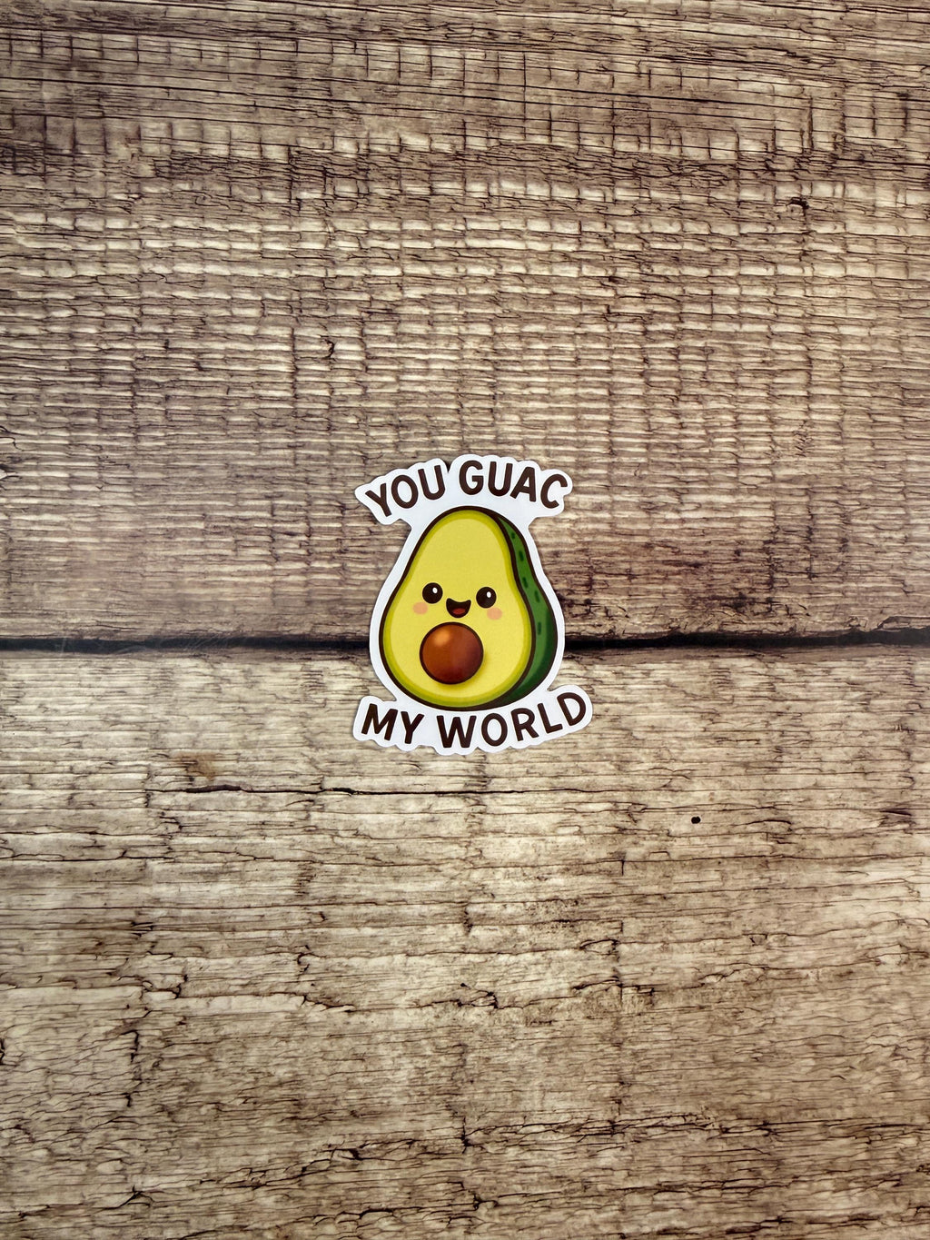 Funny Food Pun Waterproof Sticker: You Guac My World Vinyl Decal Gift