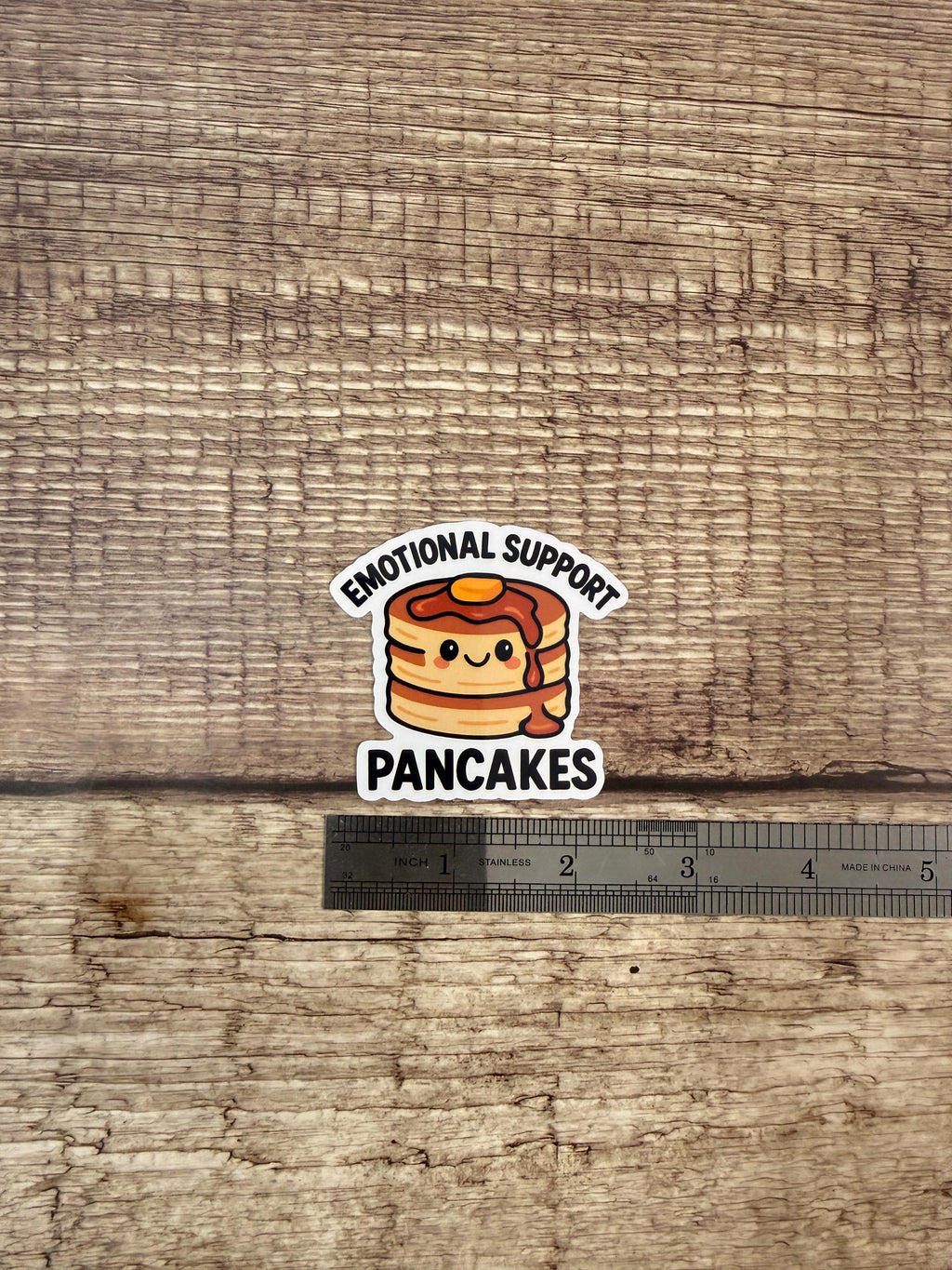 Emotional Support Pancake Waterproof Sticker | Funny Breakfast Food Pun Vinyl Decal Gift