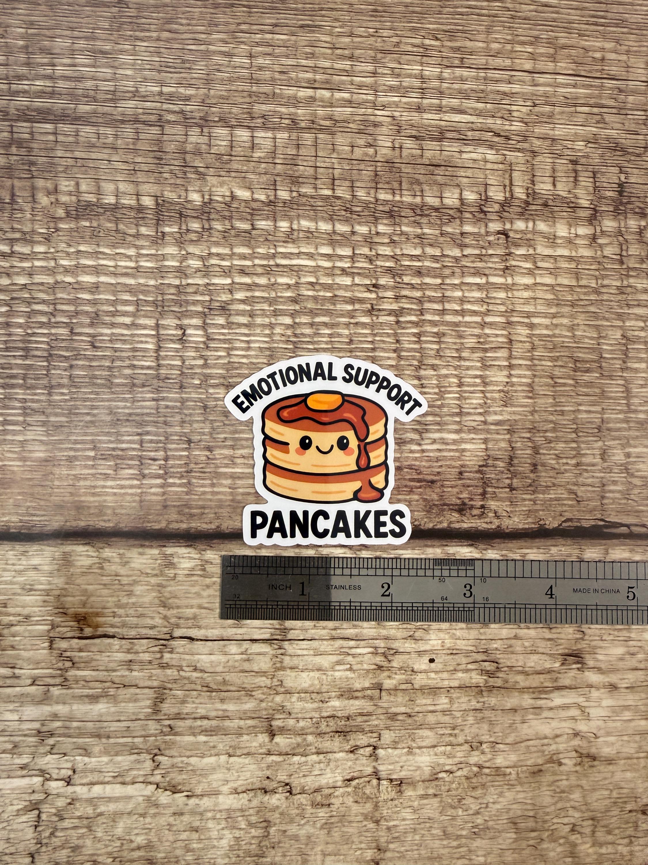 Emotional Support Pancake Waterproof Sticker | Funny Breakfast Food Pun Vinyl Decal Gift
