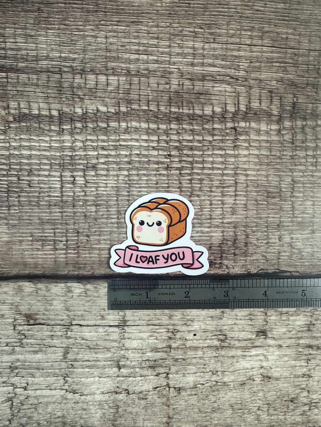 Food Lover Waterproof Sticker "I Loaf You" Cute Bread Pun Vinyl Decal & Magnet Funny Foodie Gift for Laptops, Water Bottles