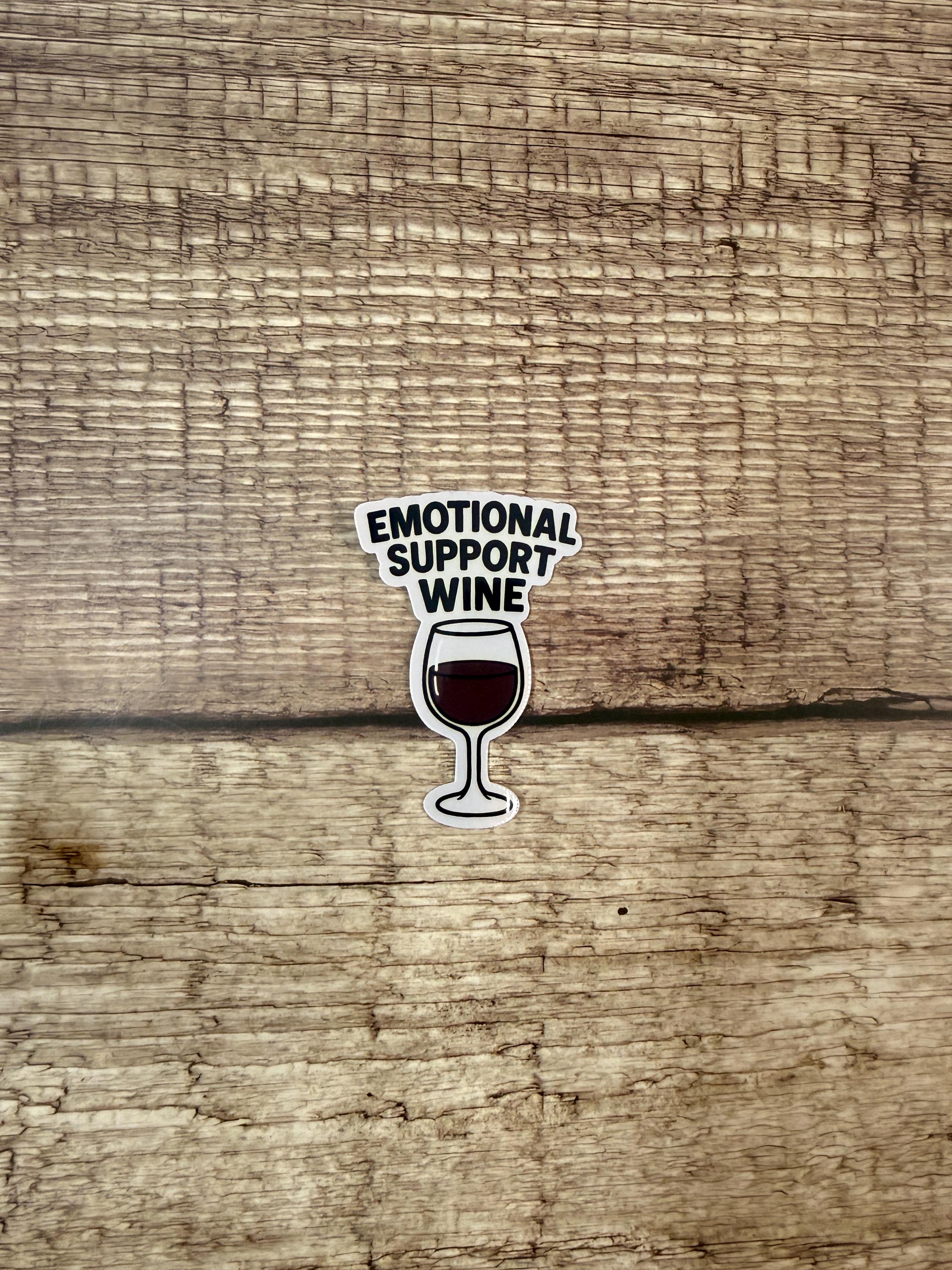 Funny Wine Waterproof Sticker: Emotional Support Wine Vinyl Decal Gift