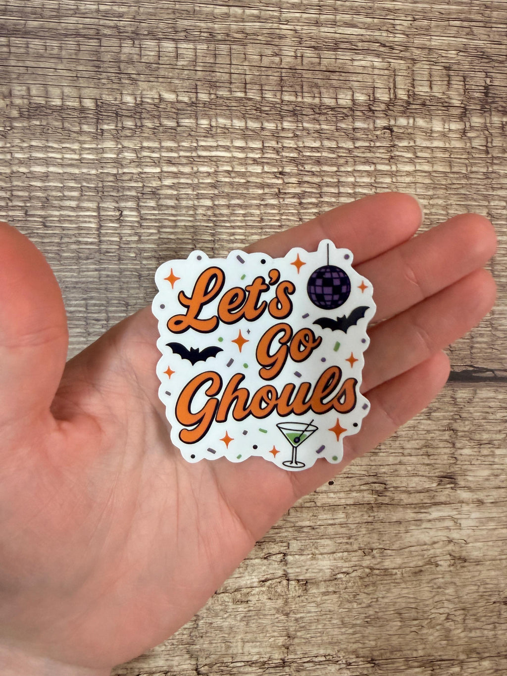 Cute Halloween Waterproof Sticker – "Let’s Go Ghouls" Ghost Vinyl Decal, Funny Halloween Gift