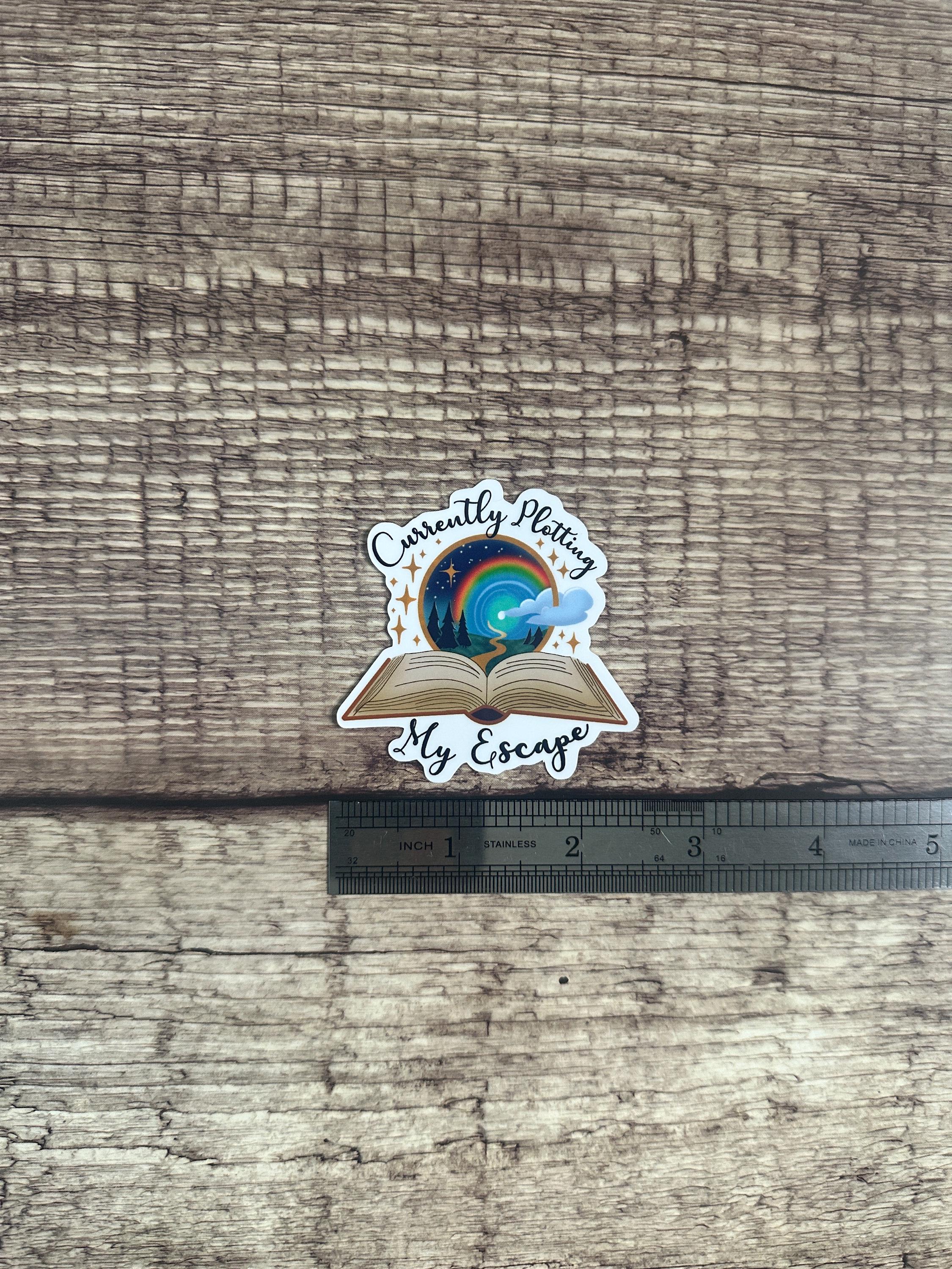 Funny Bookish Waterproof Sticker "Currently Plotting My Escape" Vinyl Decal Reader Gift
