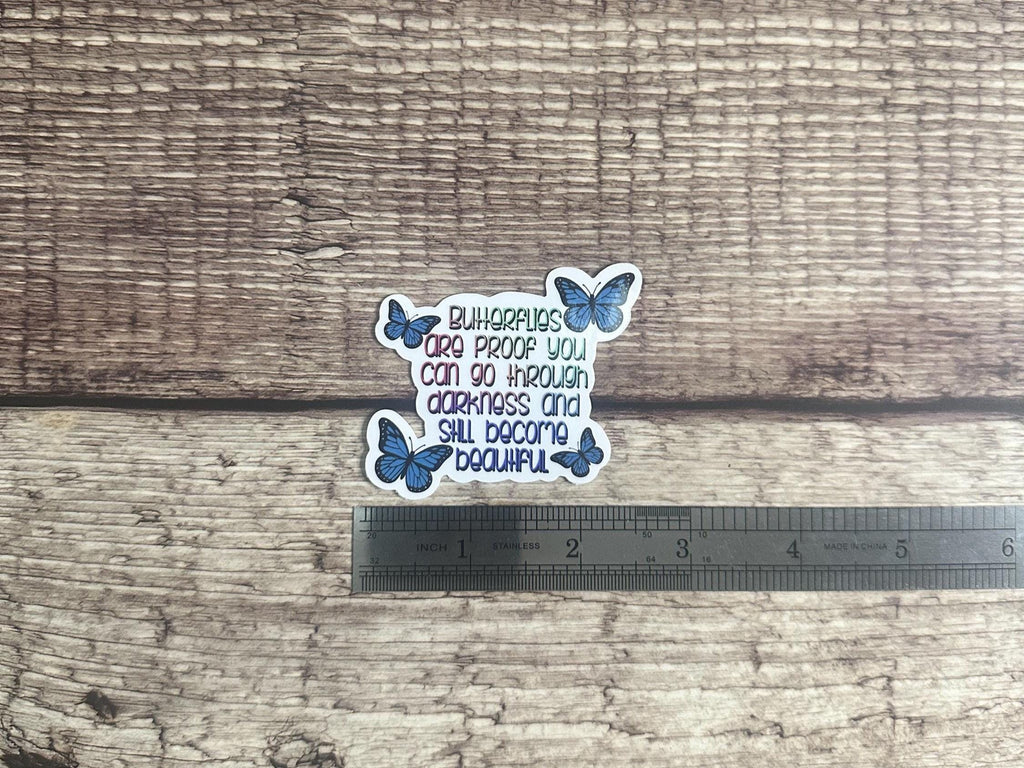 Butterfly Inspirational Quote Waterproof Sticker - "Butterflies Are Proof" Vinyl Decal for Laptop, Water Bottle
