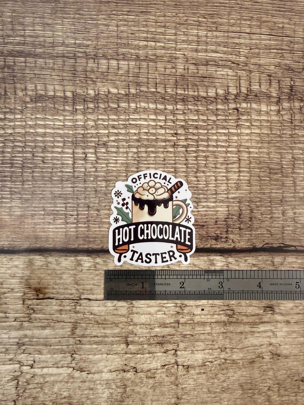 Waterproof Holiday Sticker "Official Hot Chocolate Taster" Christmas Vinyl Decal