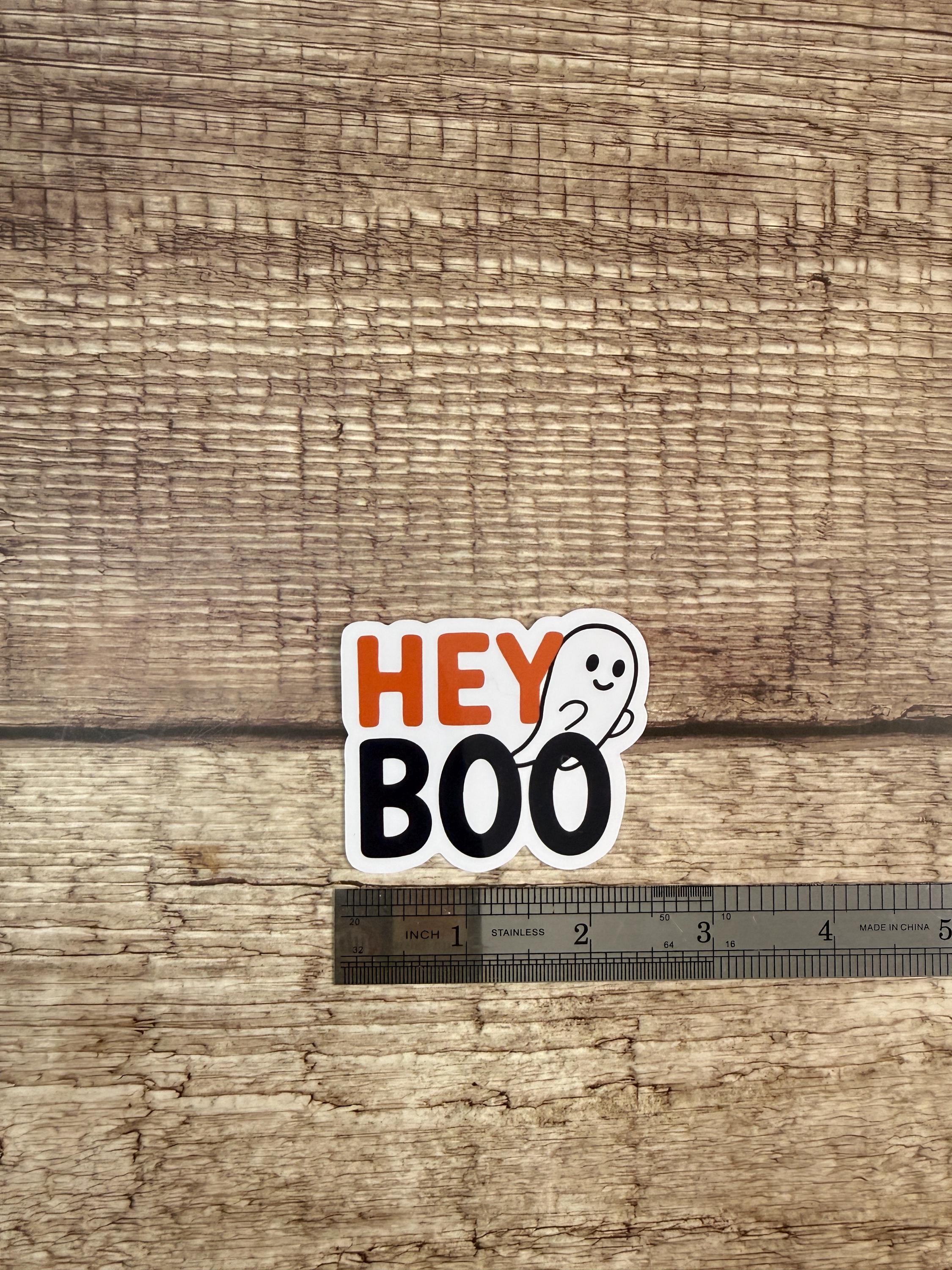 Cute Halloween Ghost Waterproof Sticker – Hey Boo Vinyl Decal Gift