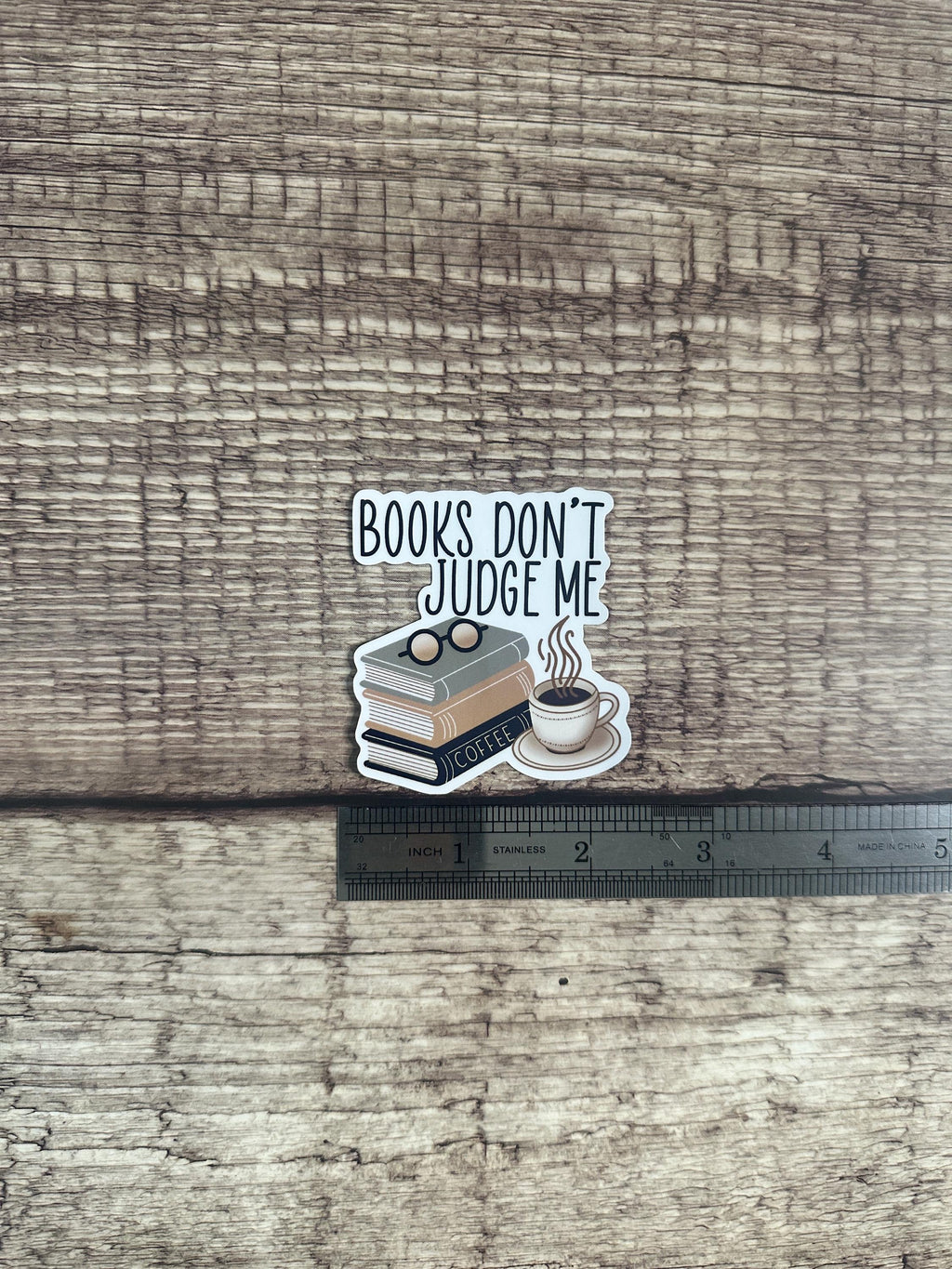 Book Lover Waterproof Sticker "Books Don't Judge Me" Vinyl Decal Reader Gift