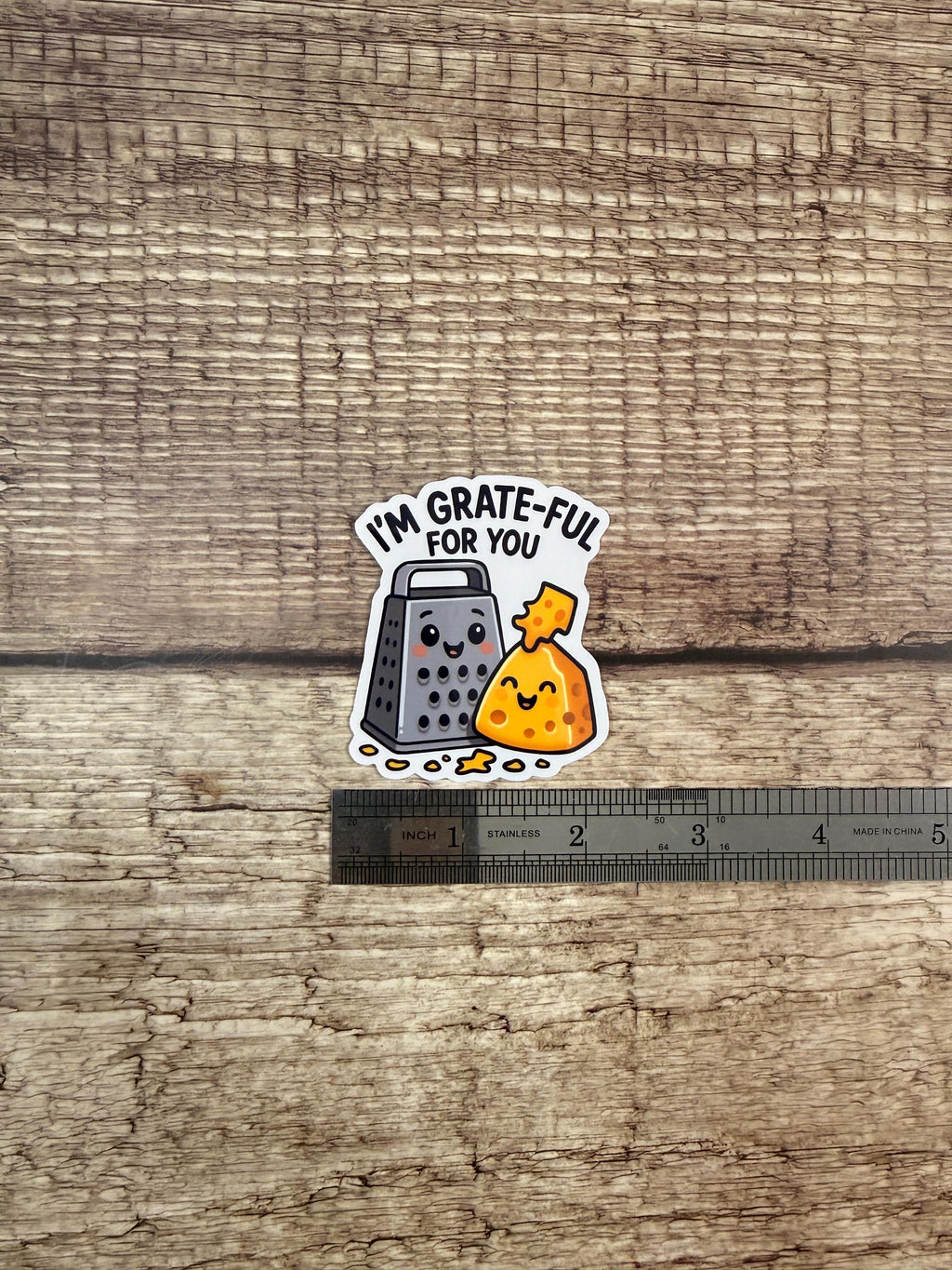 Funny Food Pun Waterproof Sticker: GRATEful For You Vinyl Decal Gift