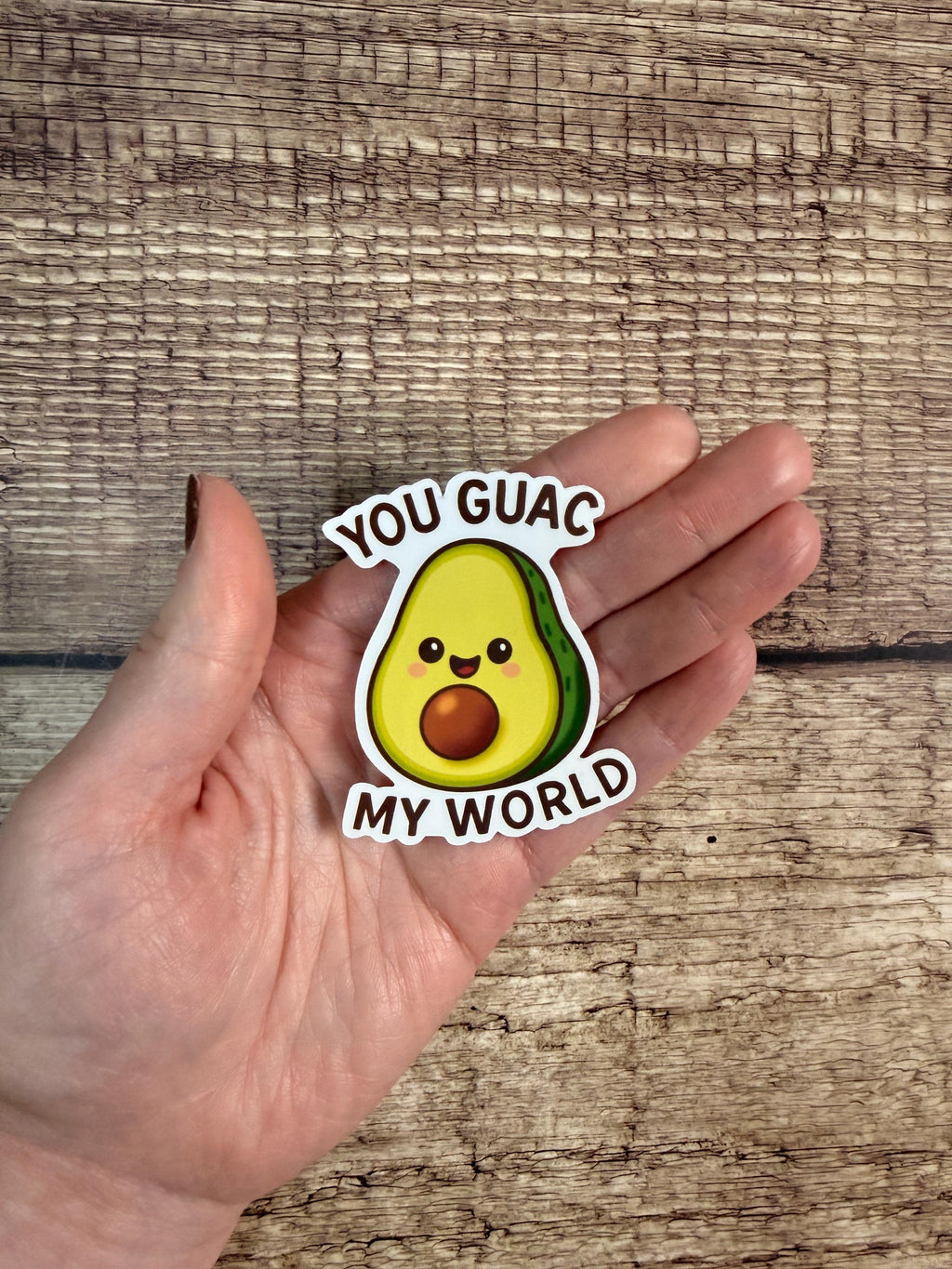 Funny Food Pun Waterproof Sticker: You Guac My World Vinyl Decal Gift