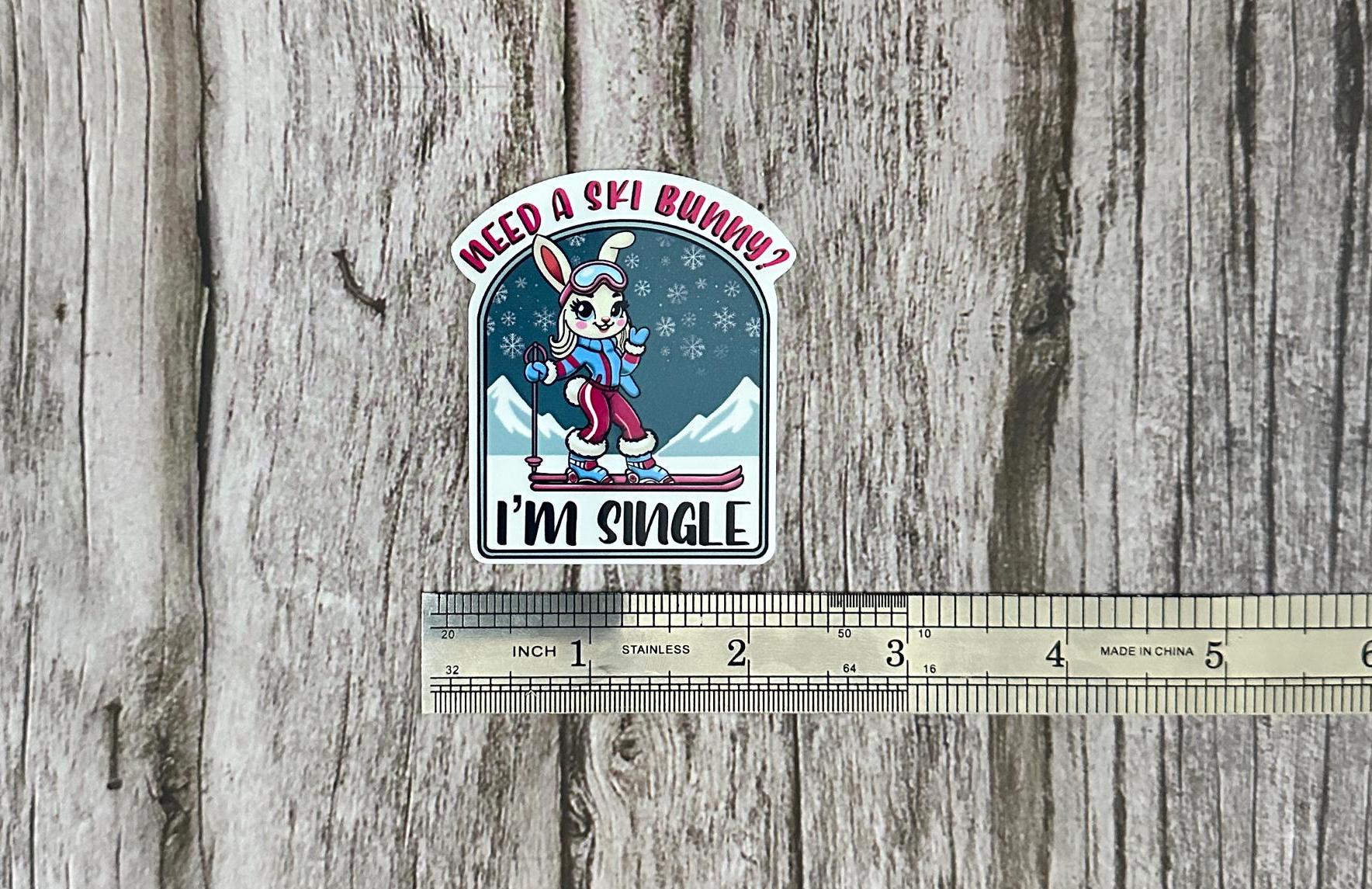 Ski Bunny Sticker: Funny Winter Sports, Snowboard Humor Waterproof Vinyl Decal