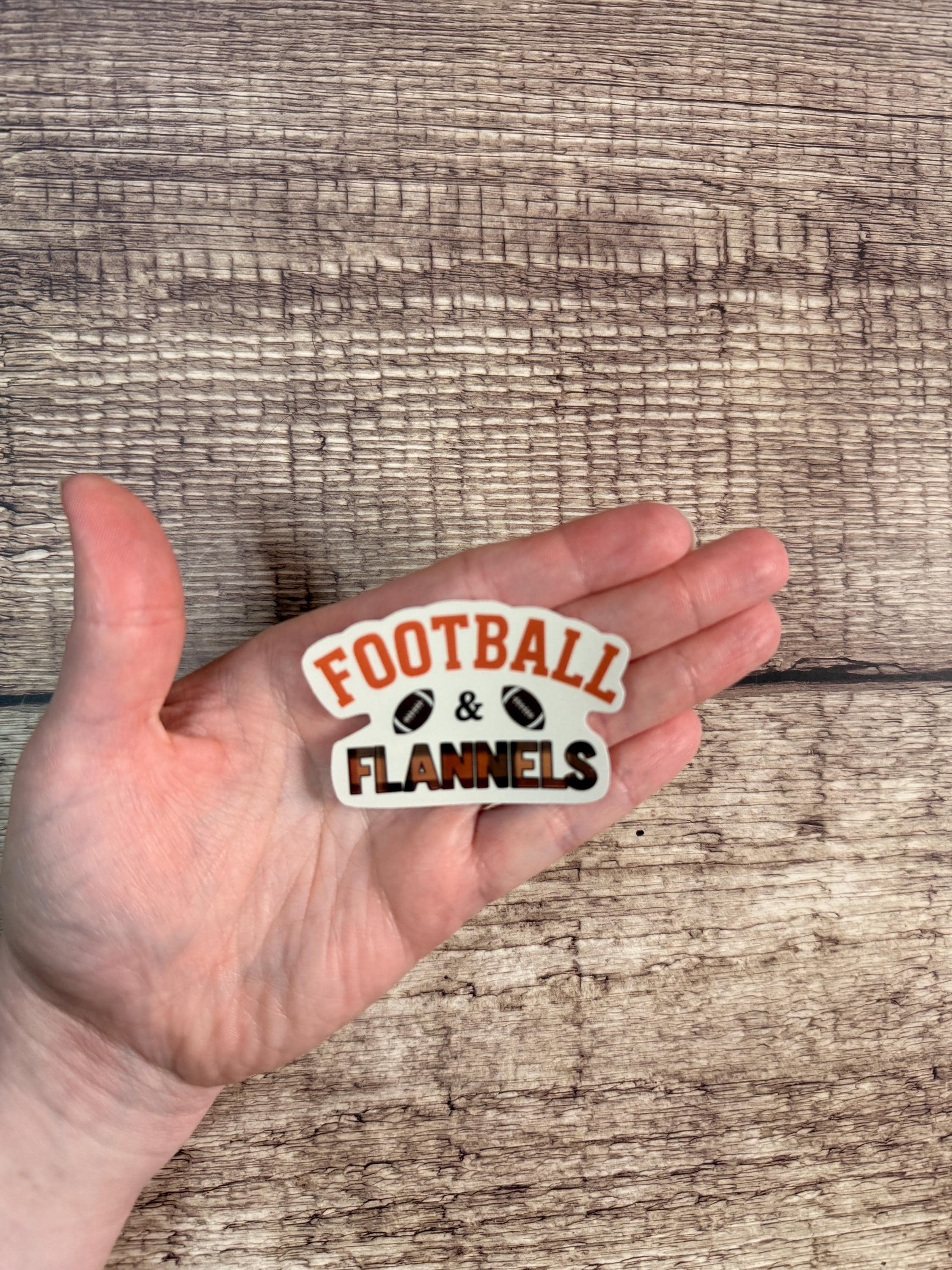 Cute Fall Football Waterproof Sticker "Football & Flannels" Vinyl Decal