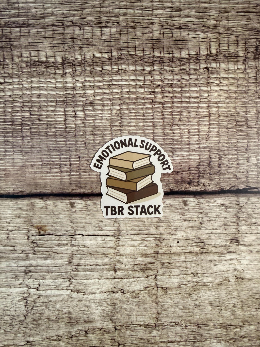 Funny Book Lover Waterproof Sticker: Emotional Support TBR Stack Vinyl Decal Bookish Gift