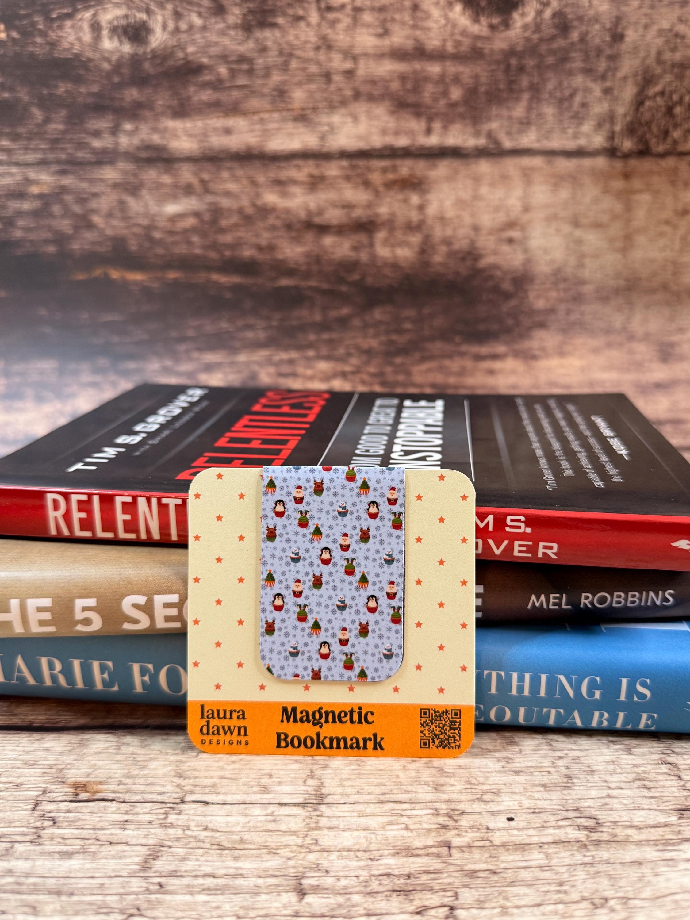 Winter Cupcake Magnetic Bookmark | Holiday Pattern Page Turner for Books & Planners • Snowflake Bookmark for Cozy Winter Reading