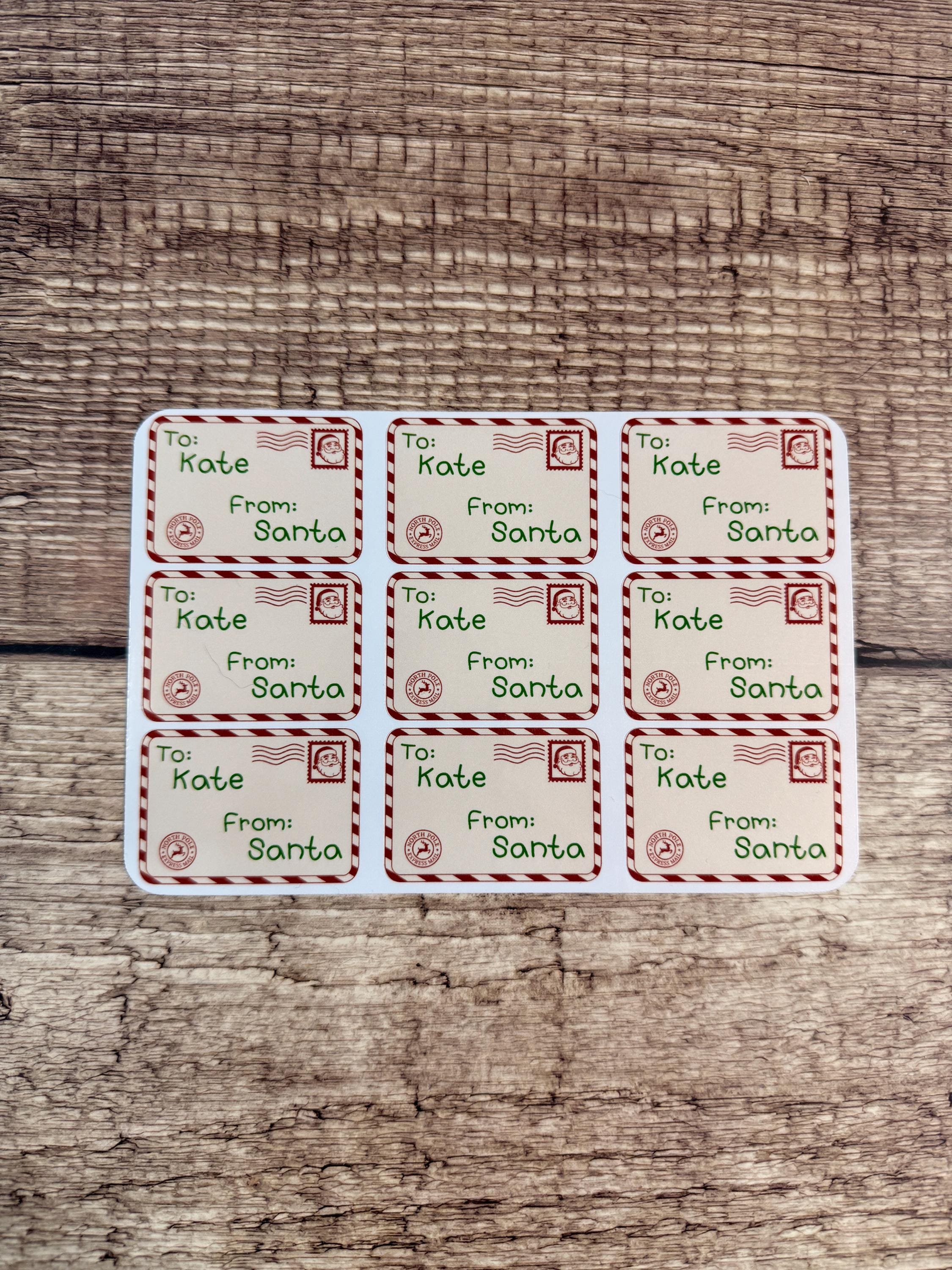 Custom Gift Labels - Santa To/From Stickers - Personalized Christmas Gift Tags for Kids - Set of 18 (Red & Green)