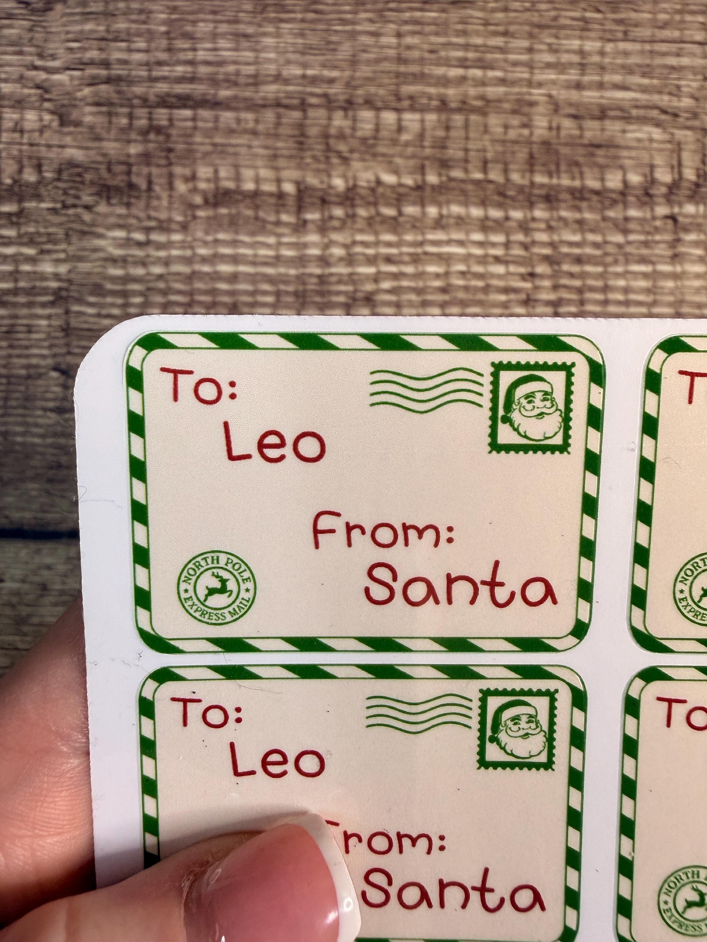 Custom Gift Labels - Santa To/From Stickers - Personalized Christmas Gift Tags for Kids - Set of 18 (Red & Green)